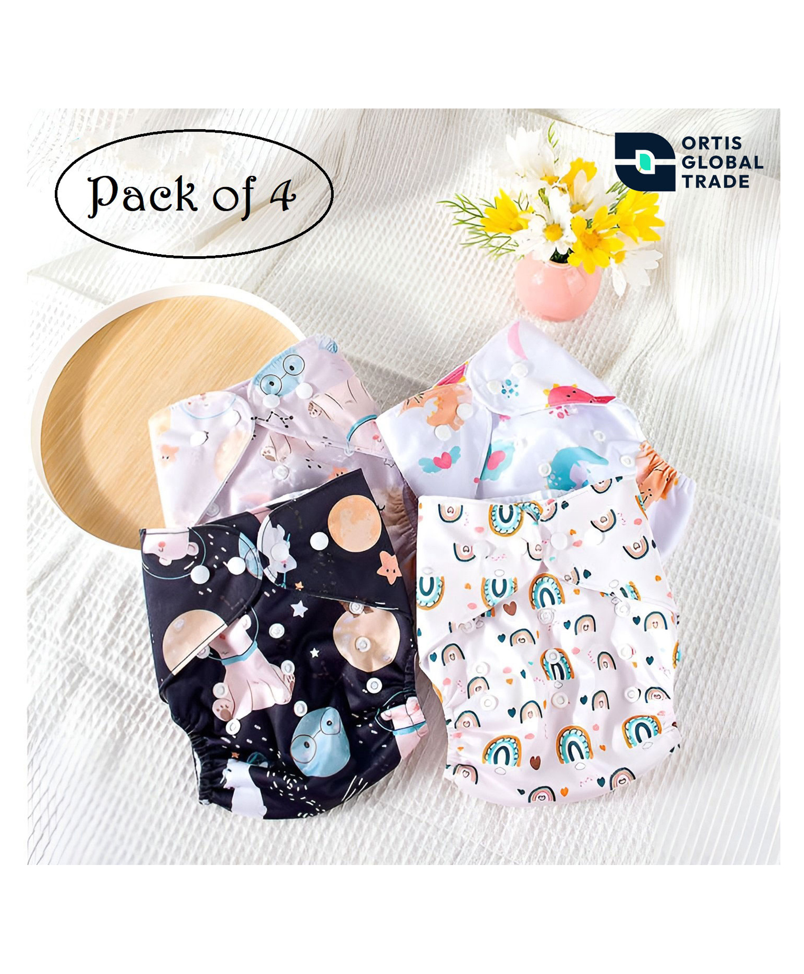 Ortis Free SizeQuick Dry UltraThin Pads Leakage Proof Reusable Cloth Diaper Multicolor Outer Shell only | (No inserts included) (Pack of 4)-picture-39
