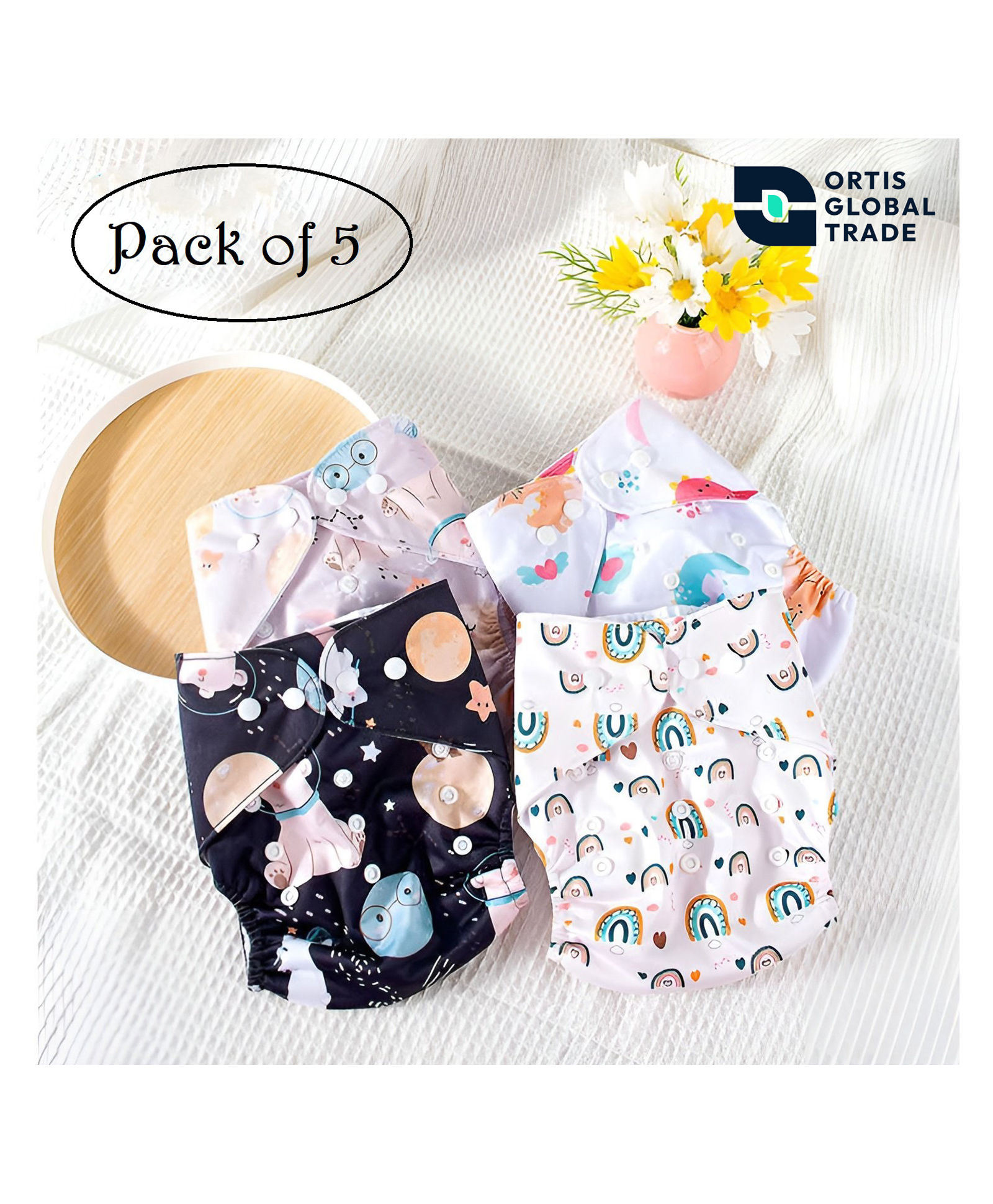 Ortis Free SizeQuick Dry UltraThin Pads Leakage Proof Reusable Cloth Diaper Multicolor Outer Shell only | (No inserts included) (Pack of 5)-picture-38