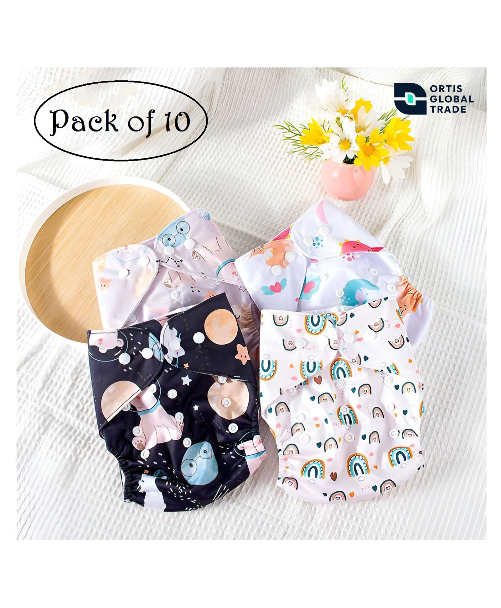 Ortis Free SizeQuick Dry UltraThin Pads Leakage Proof Reusable Cloth Diaper Multicolor Outer Shell only | (No inserts included) (Pack of 10)-picture-37