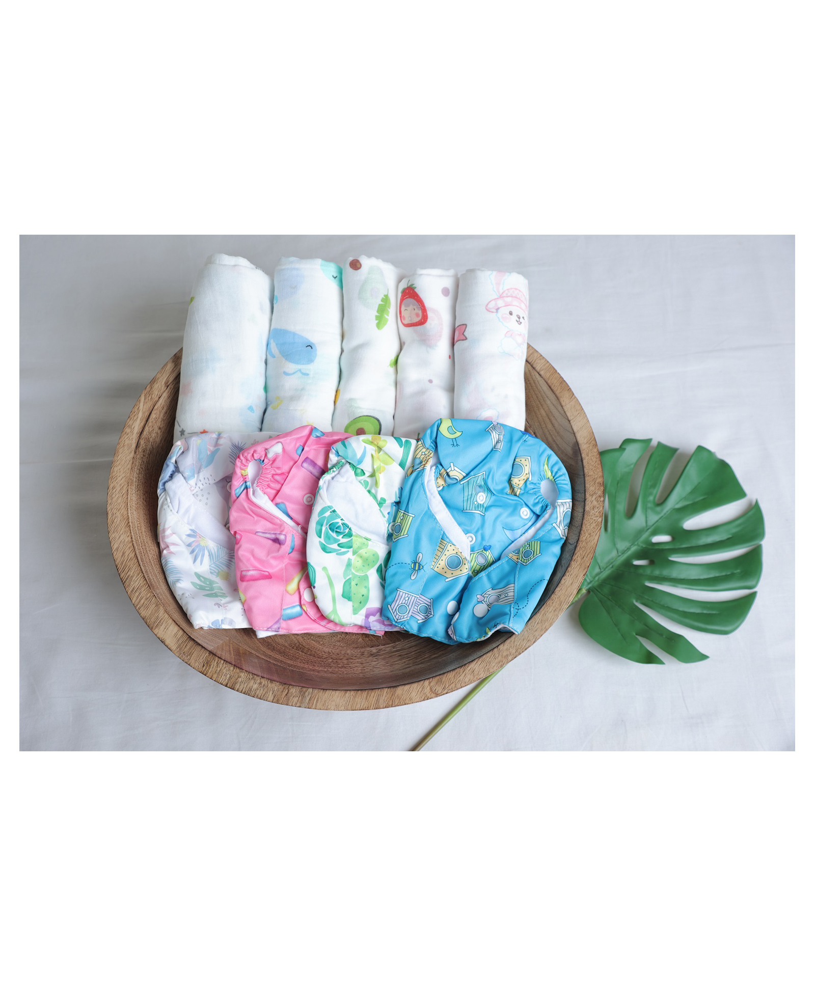 Ortis Free Size Reusable Cloth Diaper And Cotton Muslin Swaddle Wrapper Printed Color (combo) Multicolor- Pack of 2-image-44