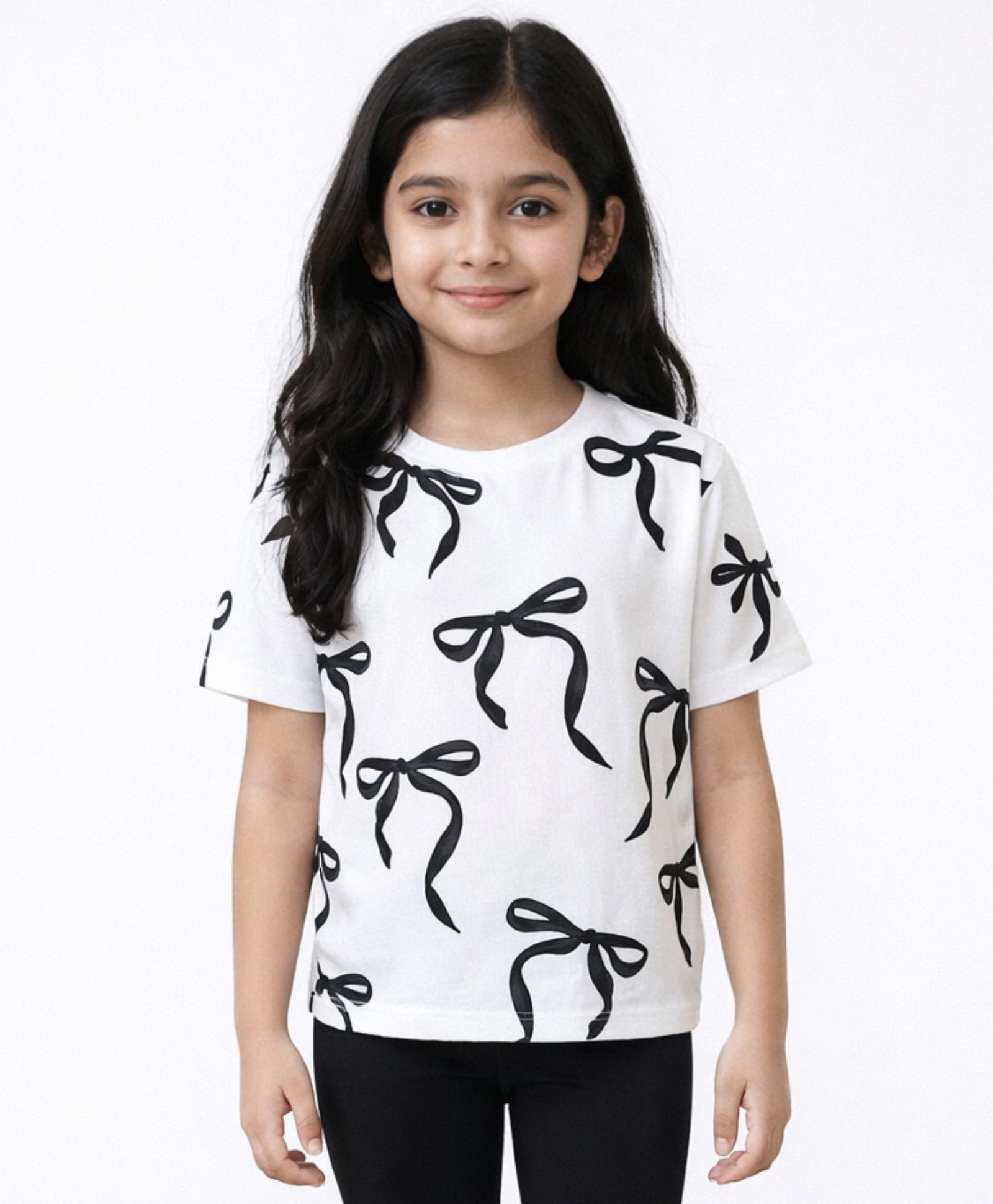 Anthrilo Cotton Half Sleeves Bow Printed Tee - White-picture-20