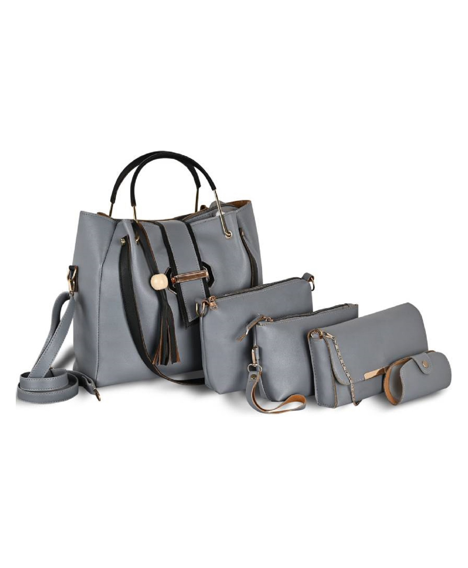 Fargo Handbag For Women And Girls COMBO SET OF 5 - Grey-image-11