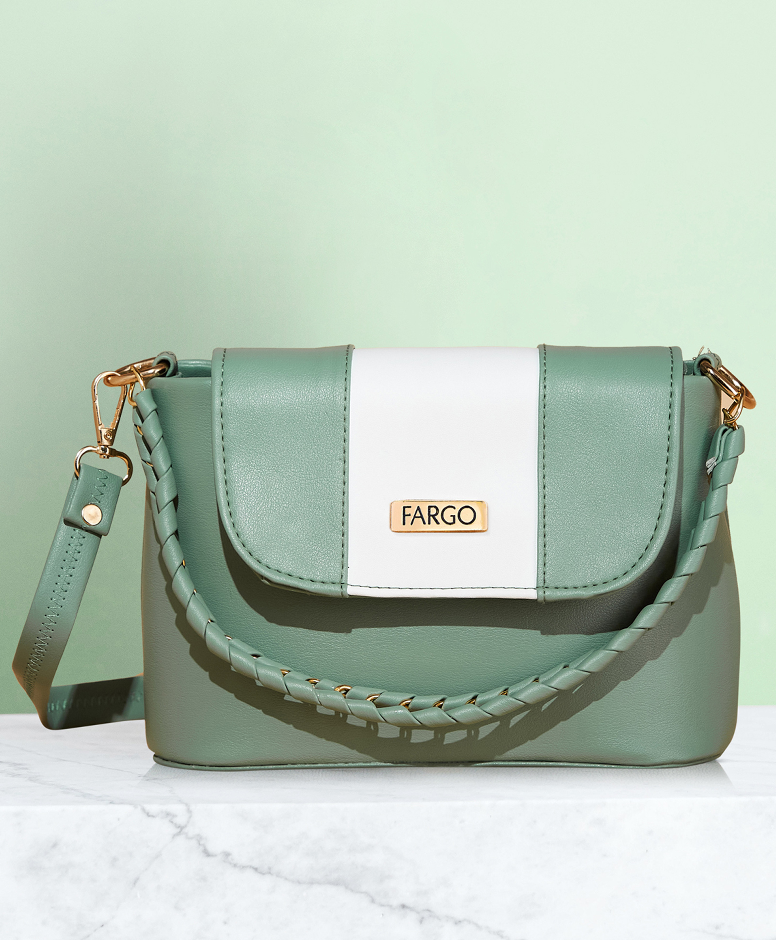 Fargo PU Women's White Strip Sling Bag - Teal Blue-picture-15