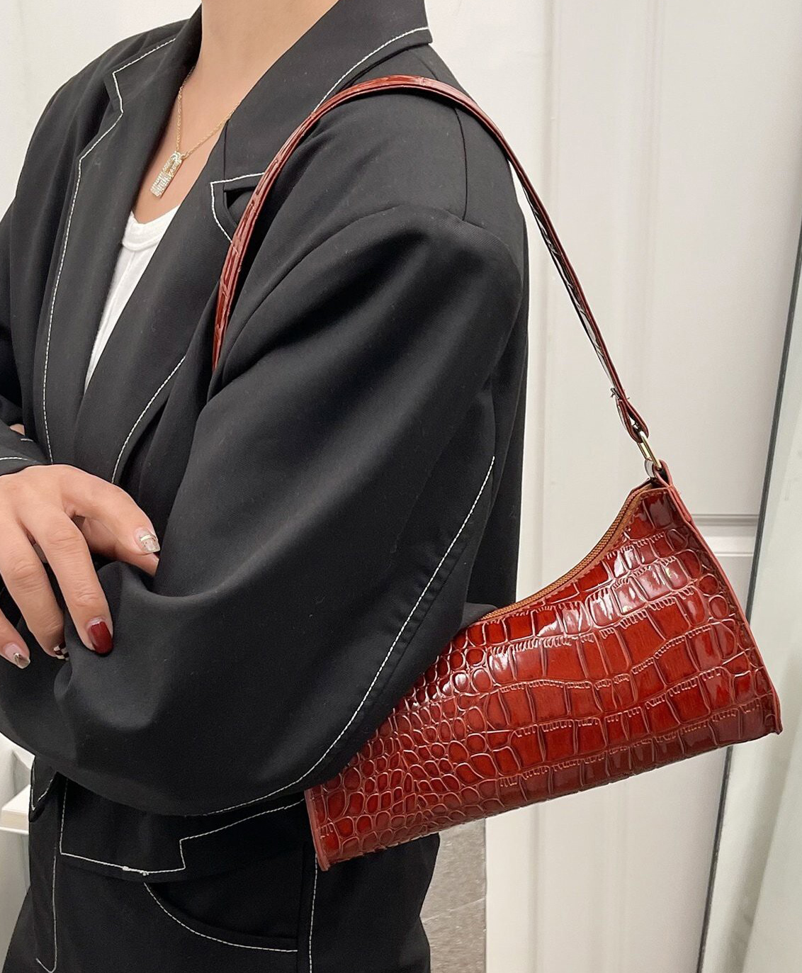Fargo Leatherette Side Sling Bags - Dark Red-image-10