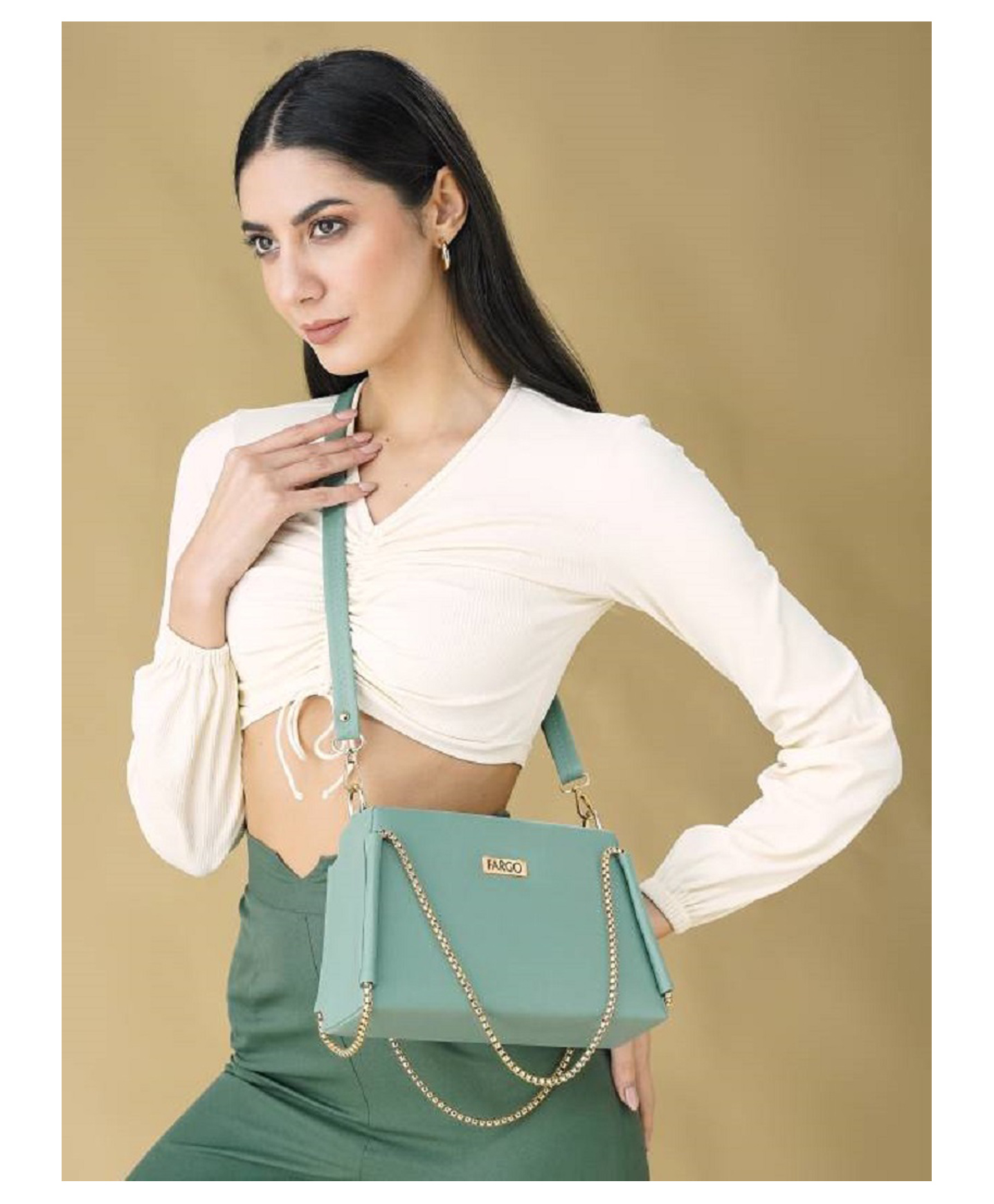 Fargo PU Women's Bucket Sling Bag - Teal Blue-image-40