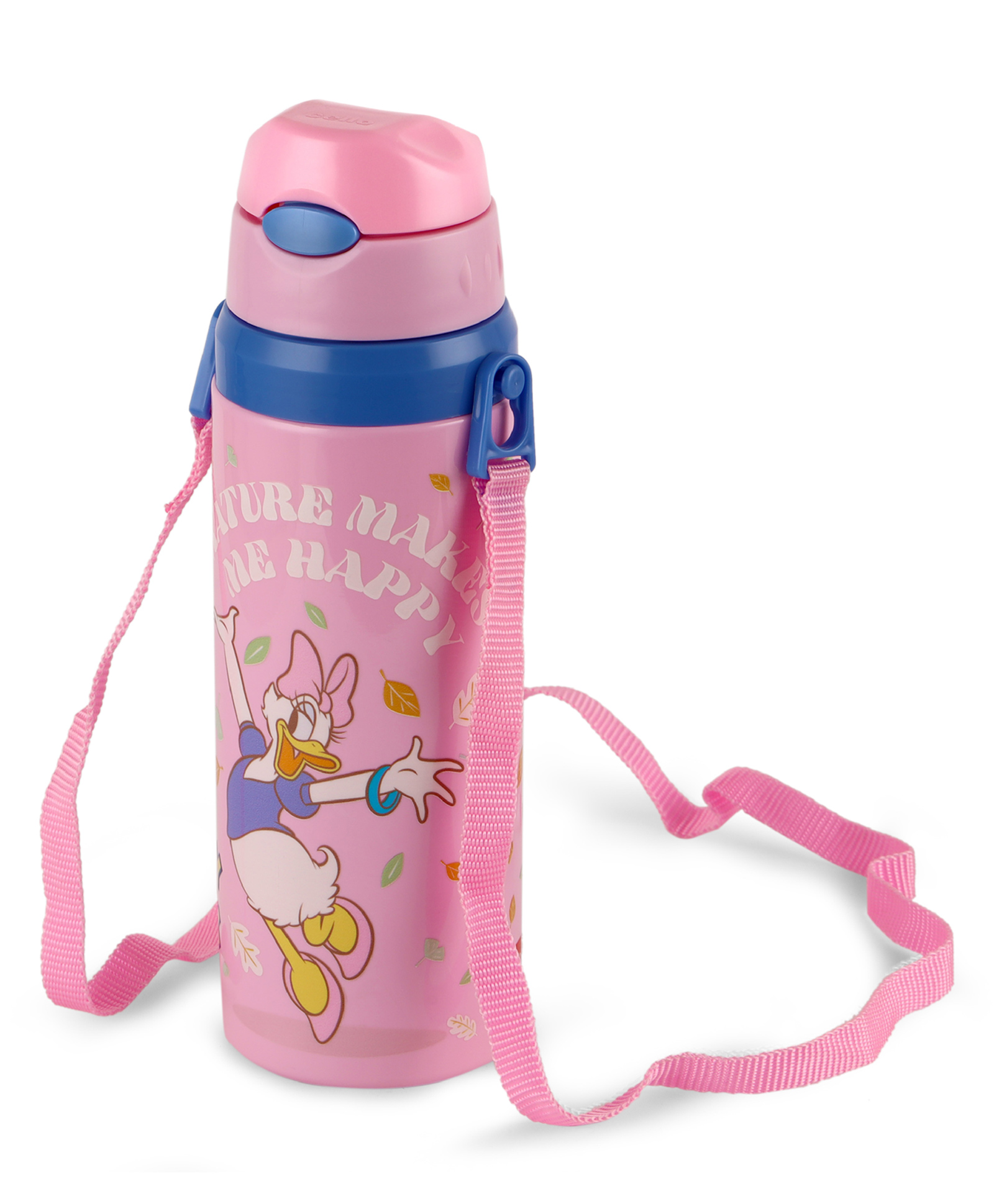 Cello Autumn 400 Kids Daisy Duck Inner Steel Insulated Water Bottle with Strap 360 ml - Pink-image-9