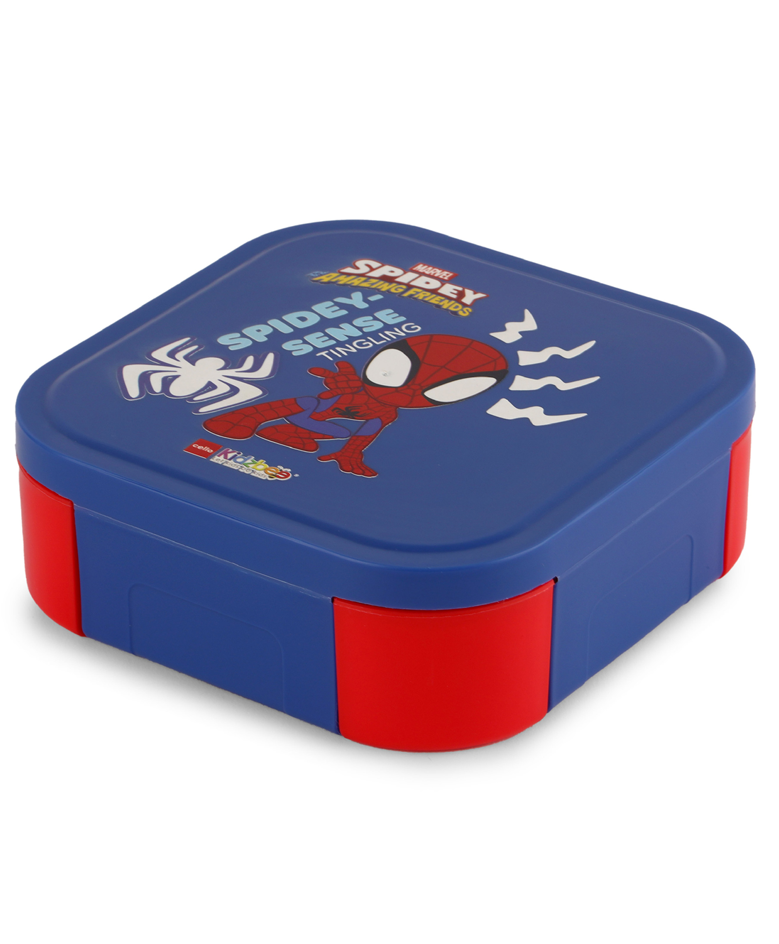 Cello Cosmos Web Warrior Inner Steel Outer Plastic Lunch Box 500 ml - Blue-picture-21