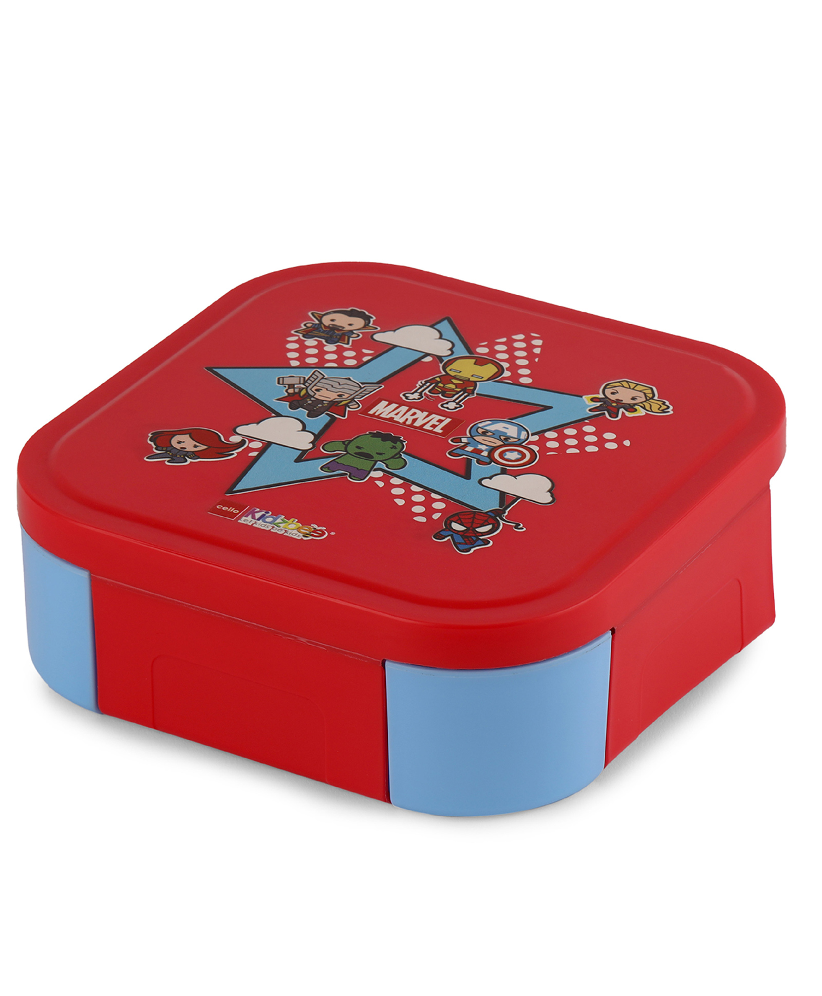 Cello Cosmos Super Heroes Inner Steel Outer Plastic Lunch Box 500 ml - Red-image-3