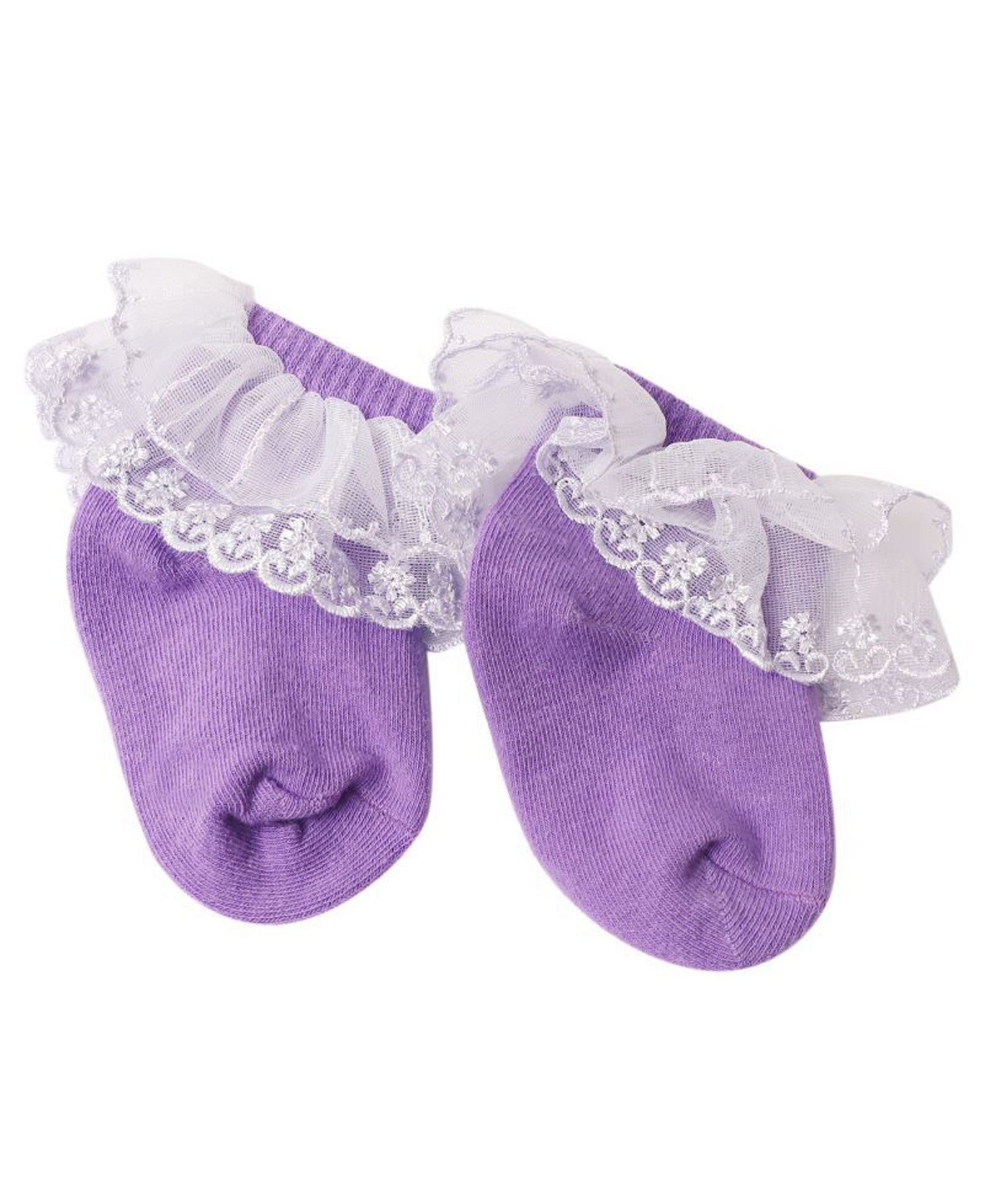 Kidofash Cotton Frill Detailed Floral Embroidered Socks - Purple-picture-47