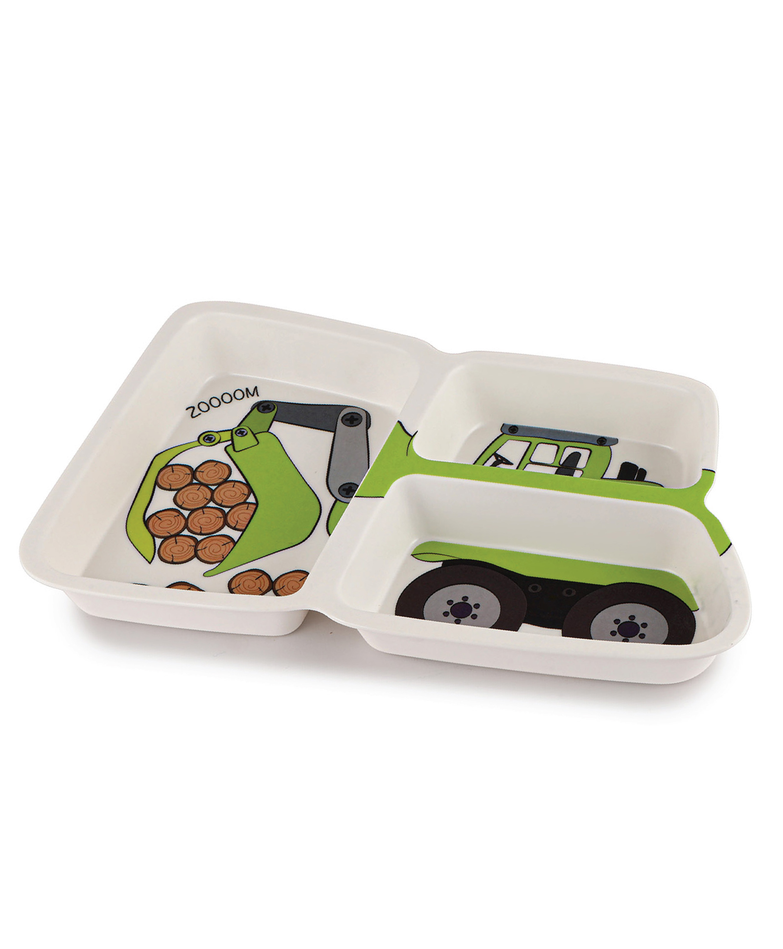 Cello Melmo Builder Loader Printed Melamine Plate - White & Green-image-33