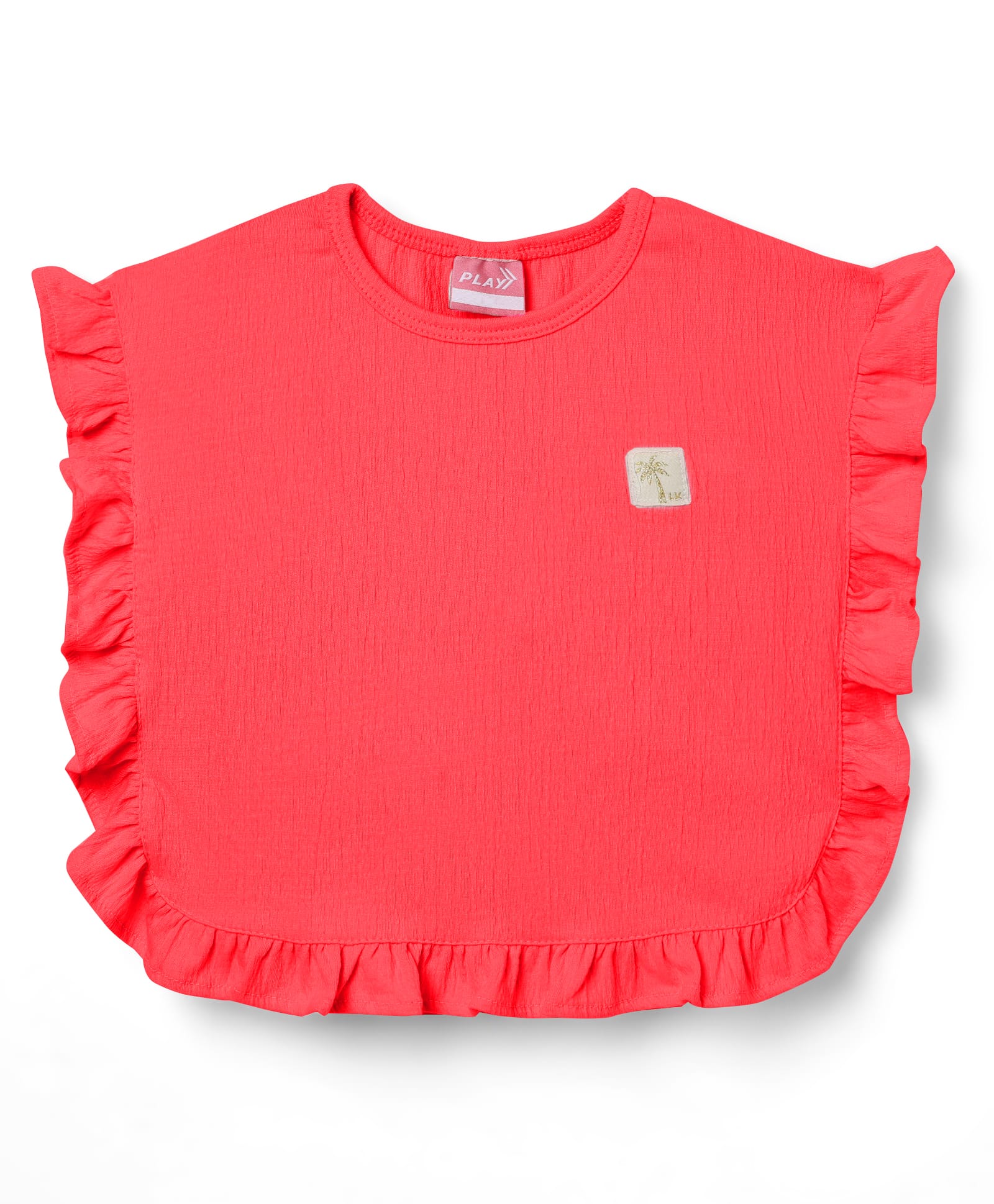 Little Kangaroos Cotton Knit Sleeveless Solid Color Kaftan Top with Frill Detailing - Red-image-43