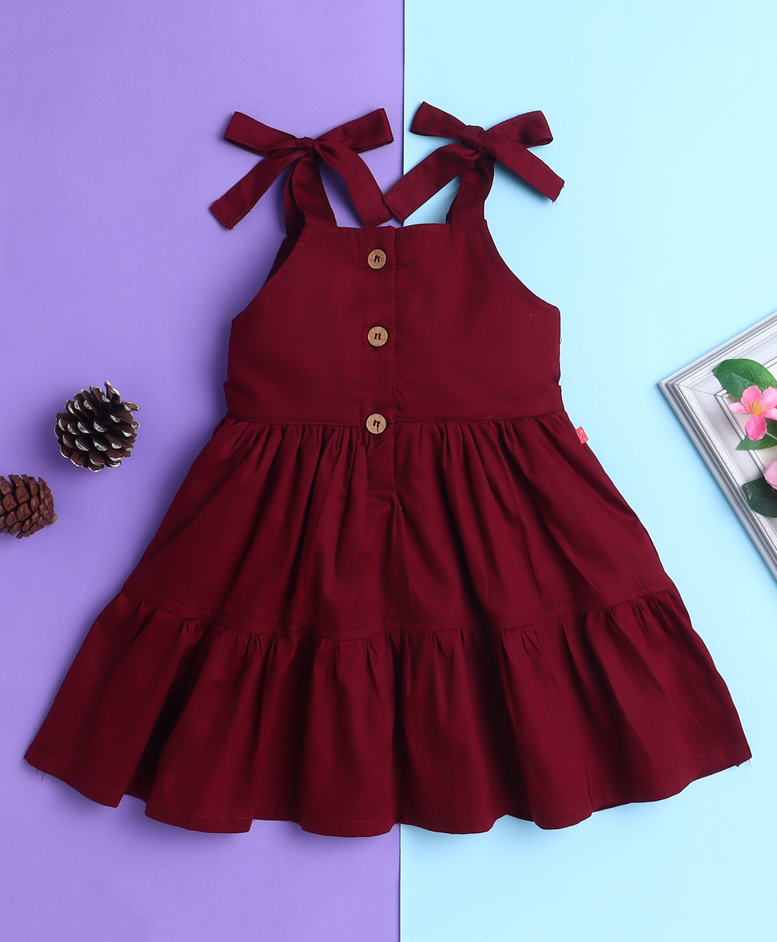 Twetoons Cotton Knit Sleeveless Solid Frock - Wine-image-15
