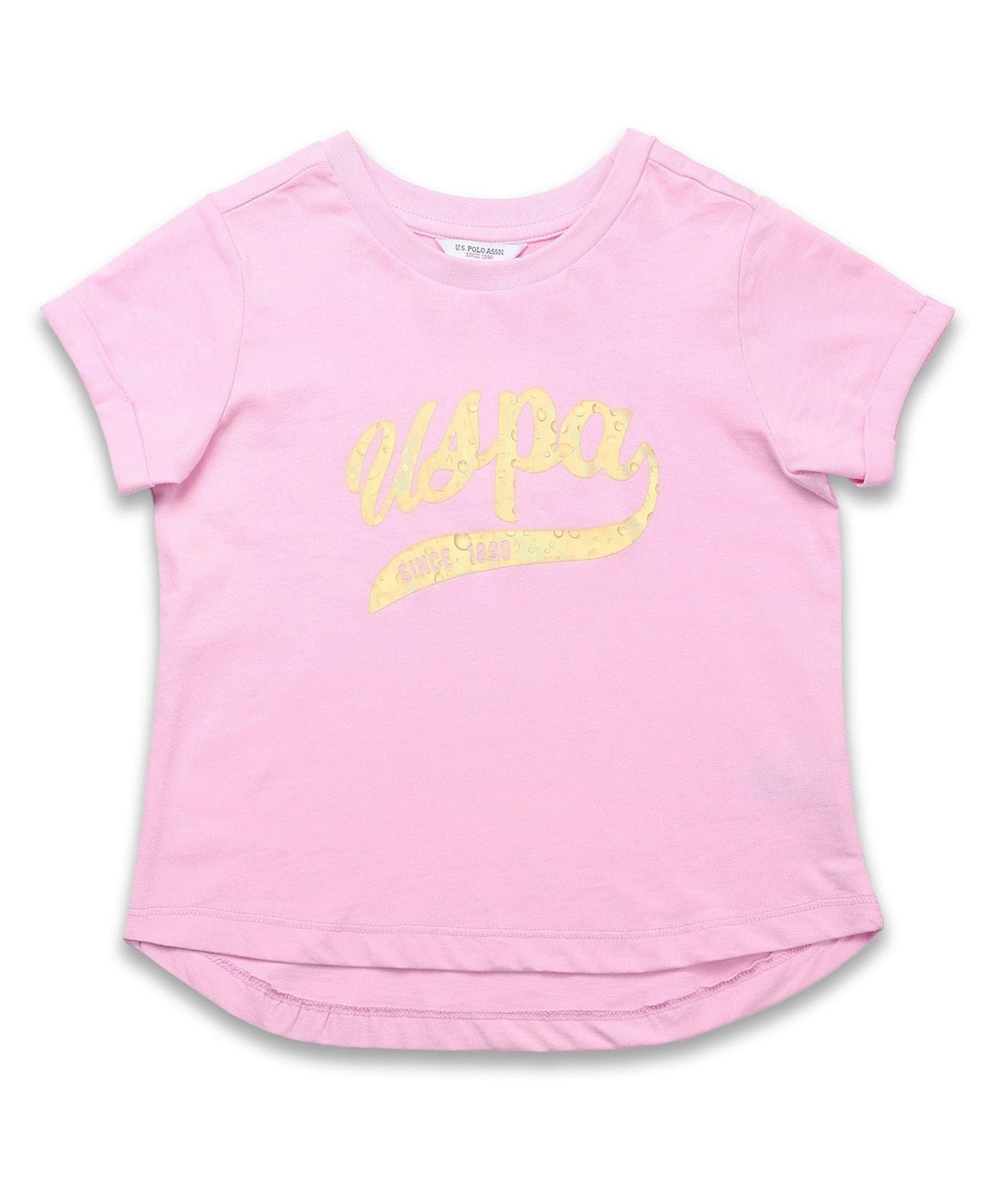 US Polo Assn Cotton Knit Half Sleeves T-Shirt With Brand Text Print - Pink-image-44