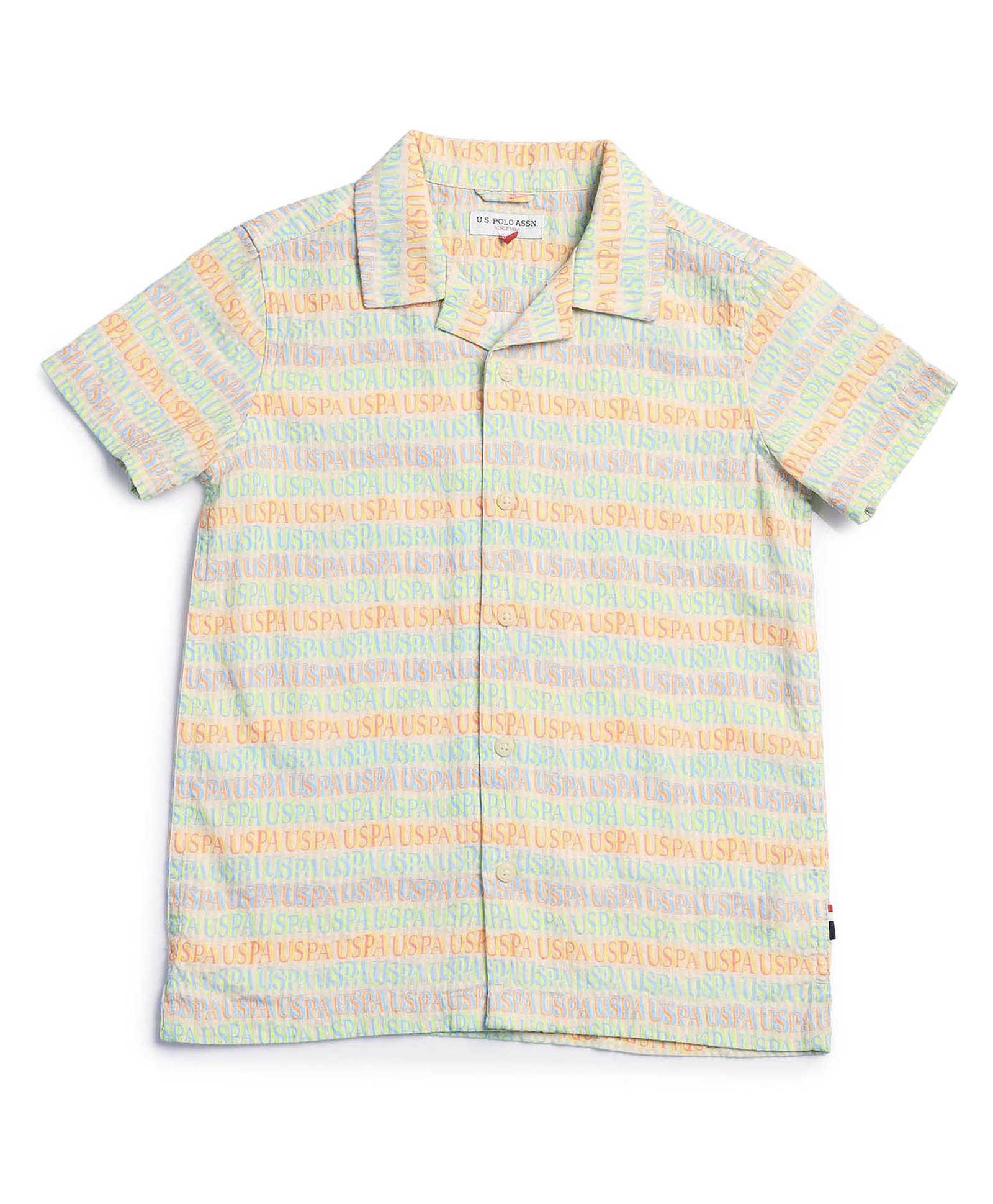 US Polo Assn Cotton Knit Half Sleeves Shirt With Brand Name Print - Green-picture-33