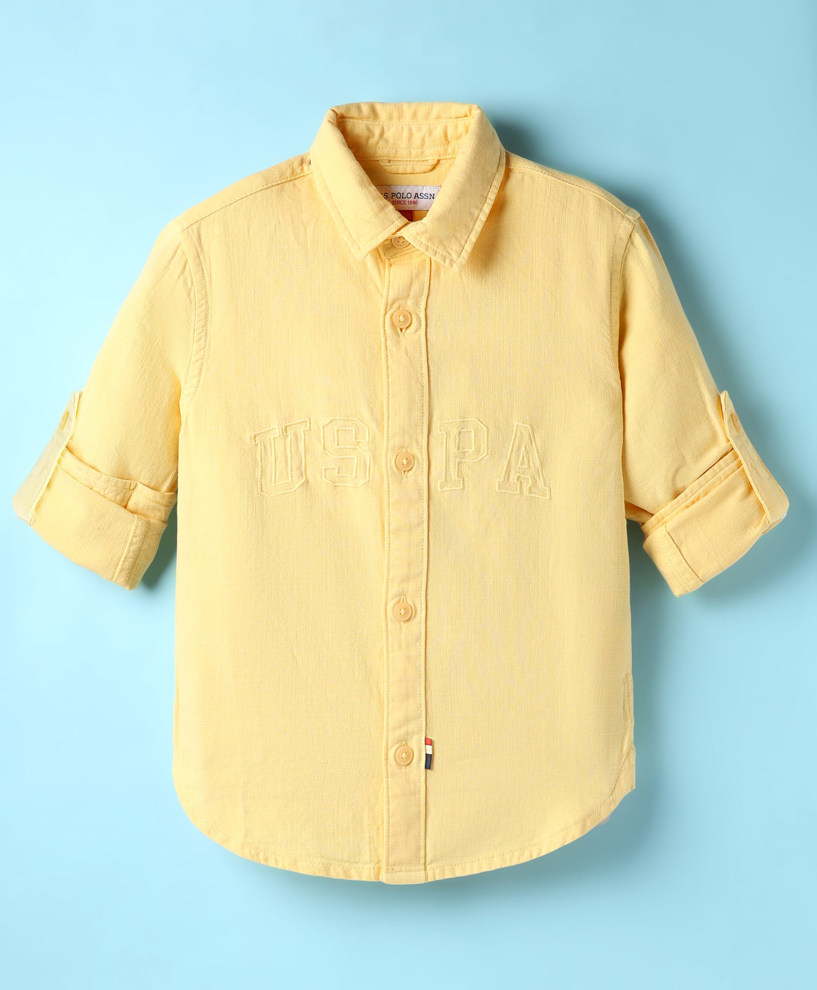 US Polo Assn Cotton Knit Full Sleeves Solid Coloured Shirt- Yellow-picture-44