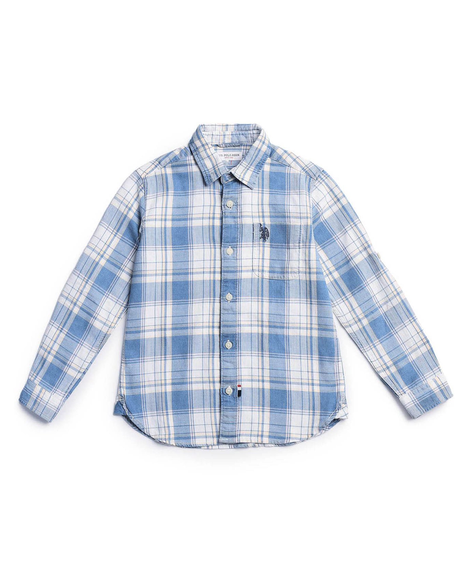 US Polo Assn Cotton Knit Full Sleeves Checks Shirt - Light Blue-image-46