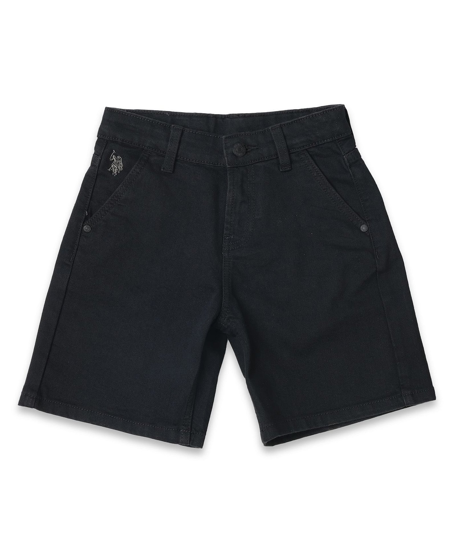 US Polo Assn Cotton Knit Above Knee Length Solid Shorts - Black-image-35