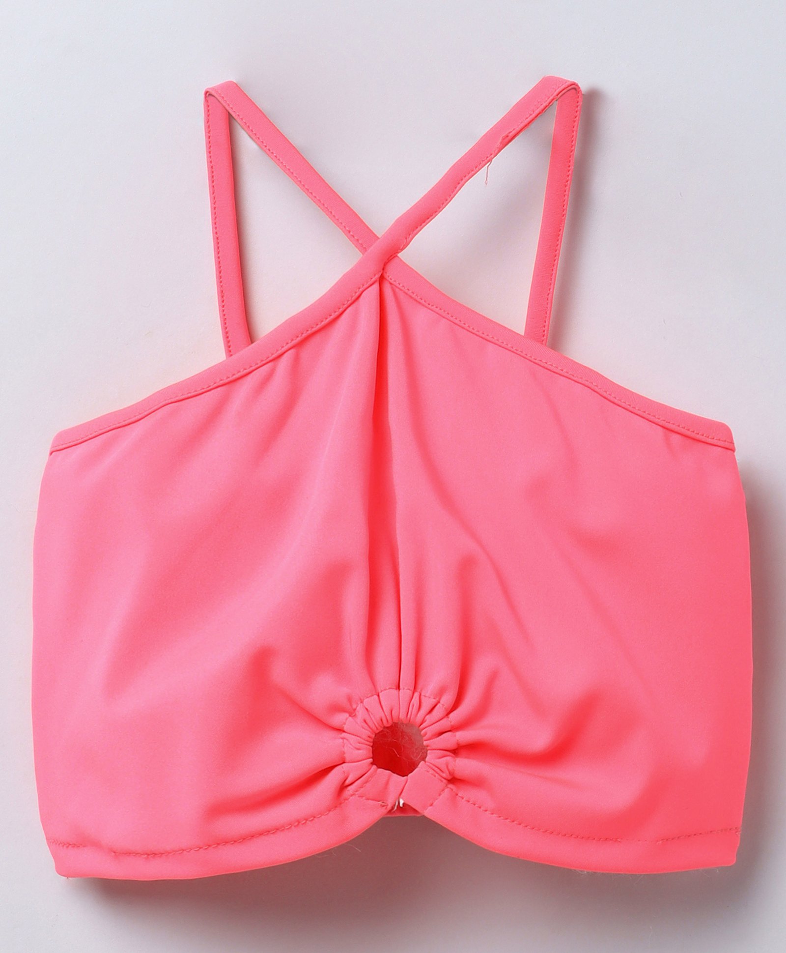 Taffykids Sleeveless Solid Crop Top - Neon Pink-picture-1