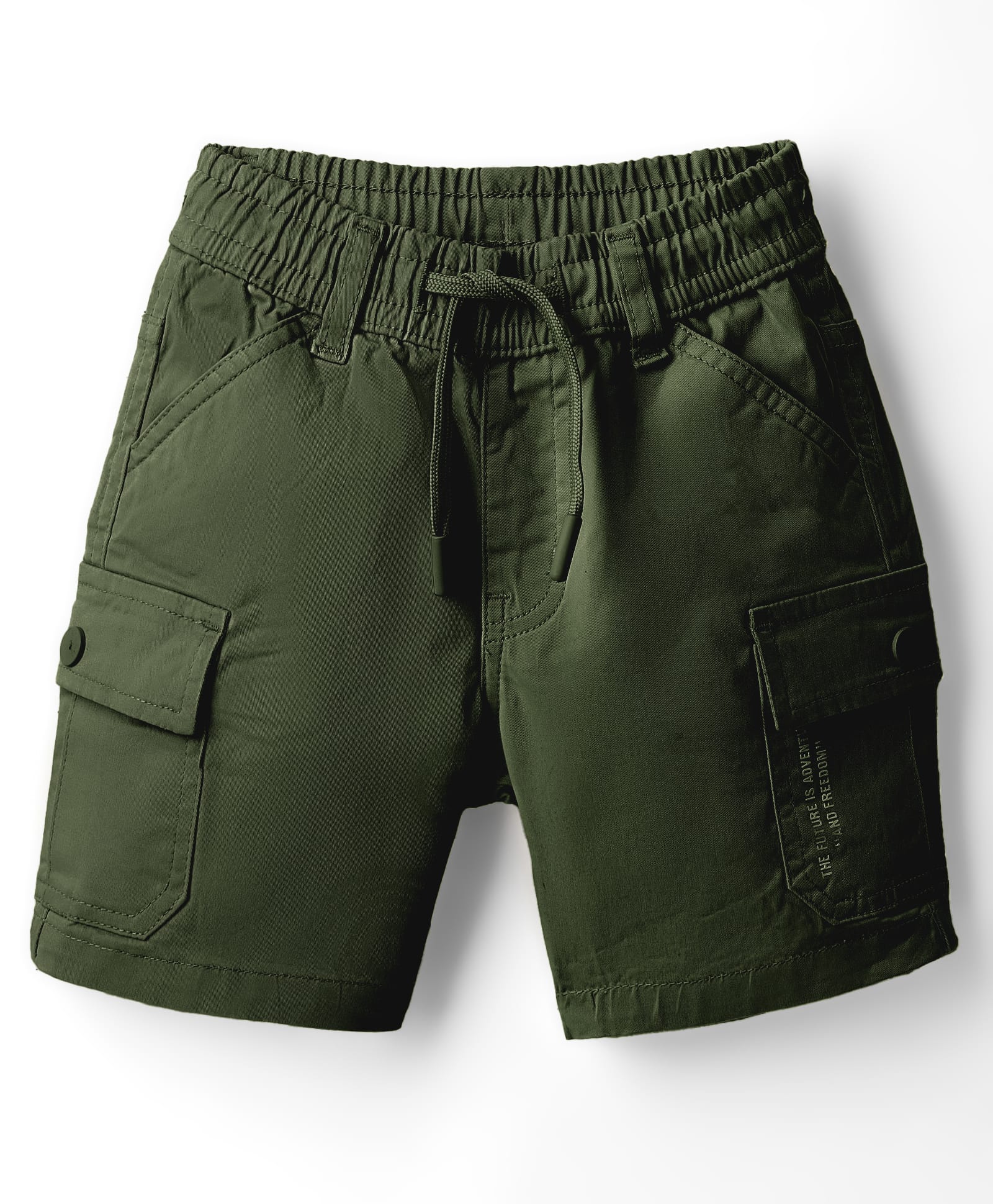 Ruff Cotton Woven Above Knee Length Solid Coloured Bermuda Short With Side Pockets - Olive Green-picture-48