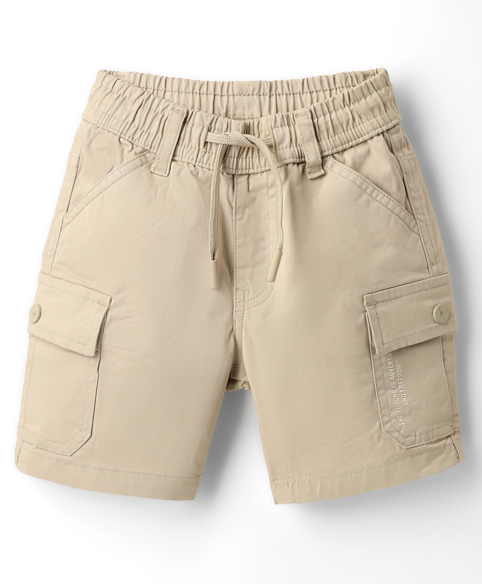 Ruff Cotton Woven Above Knee Length Solid Coloured Bermuda Short With Side Pockets - Beige-picture-23