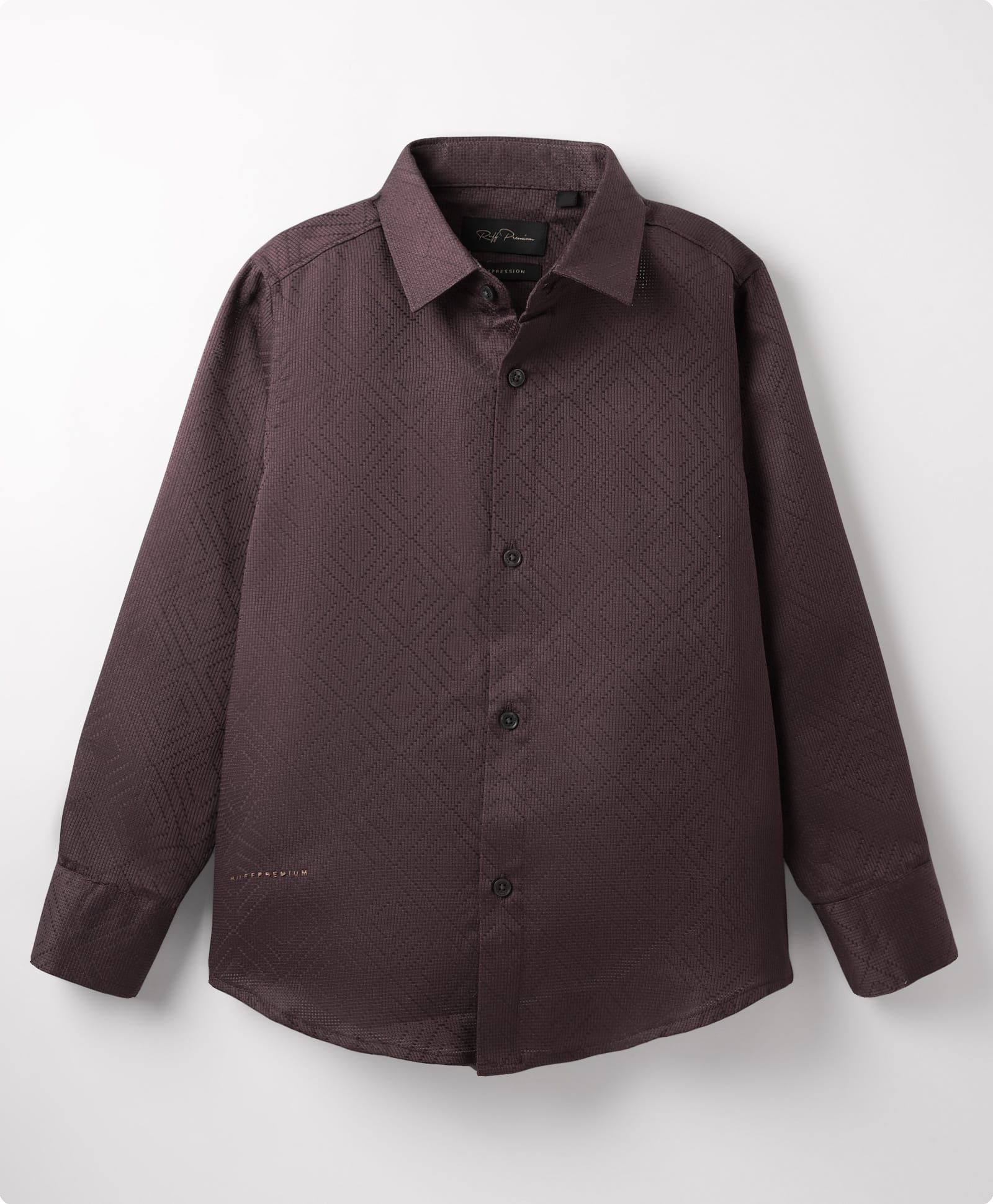 Ruff Cotten Woven Full Sleeves Solid Colour Shirt - Wine-picture-13