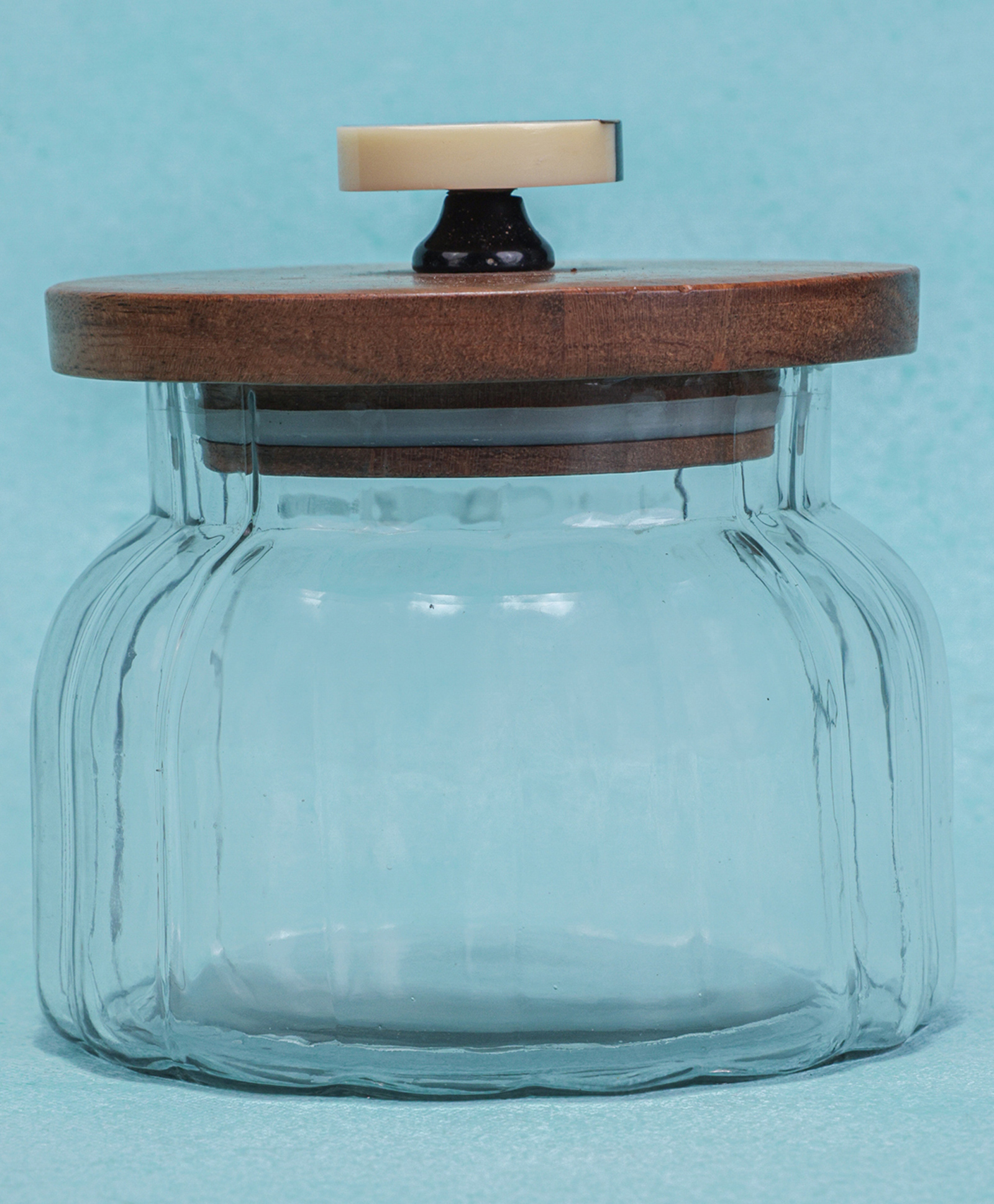 Ireka Homes Bubble Glass Jar with Acacia Wood Lid & Resin Knob with a capacity of 950ml.-picture-21
