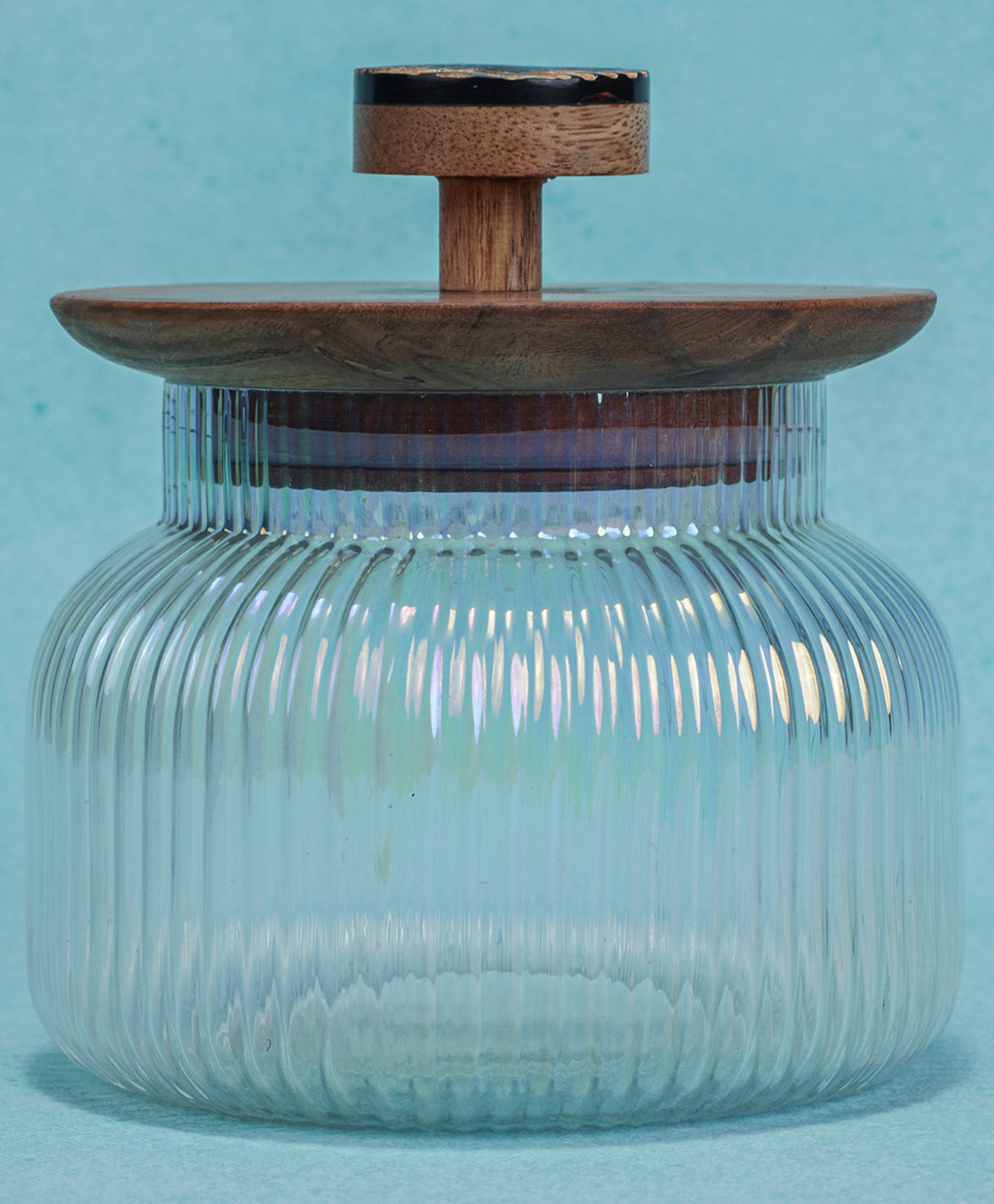Ireka Homes Gleam Glass Jar with Acacia Wood Lid & Resin Knob with a capacity of 980ml.-picture-22