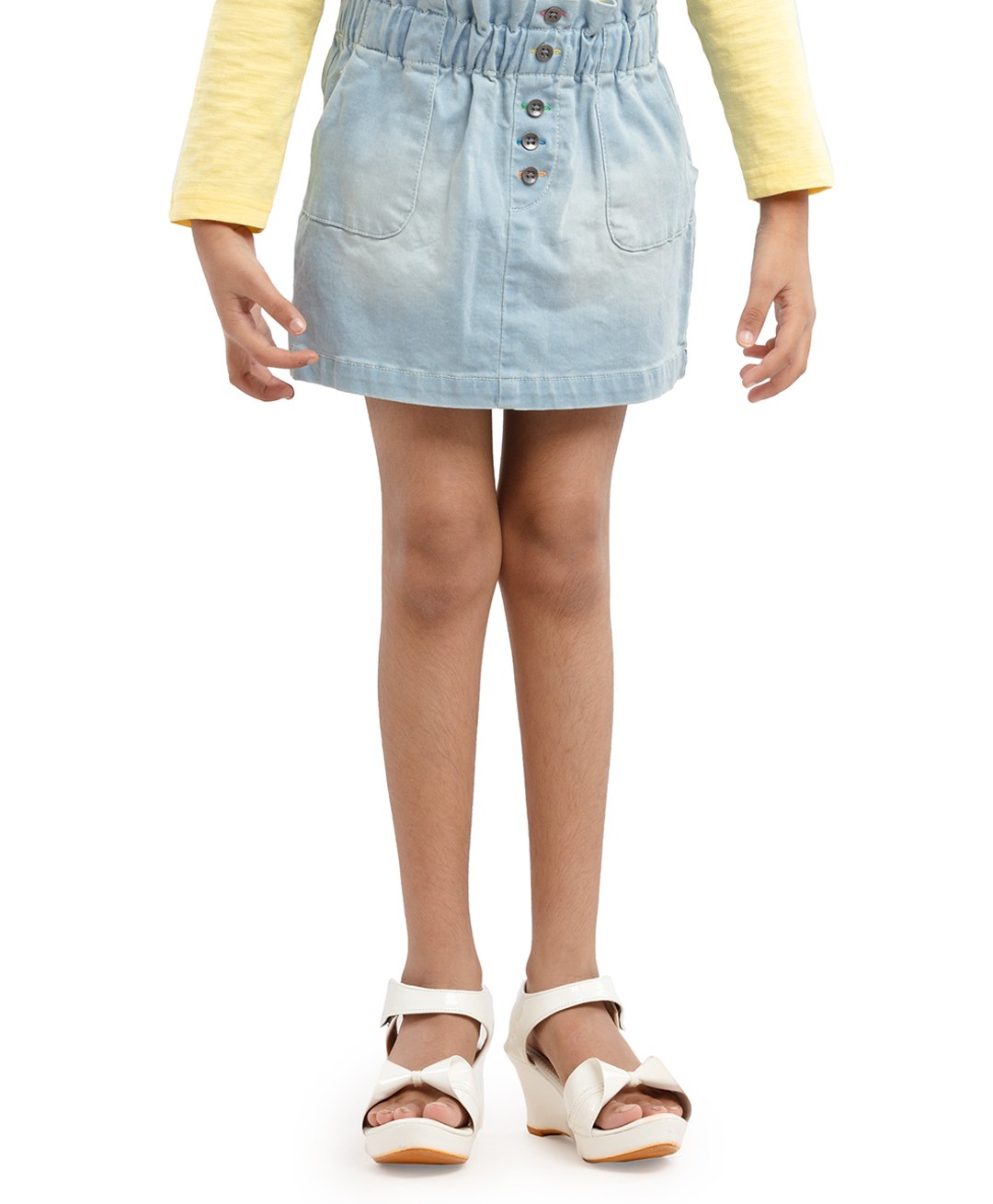 Under Fourteen Only Mild Washed Button Detailed Skirt - Blue-picture-26