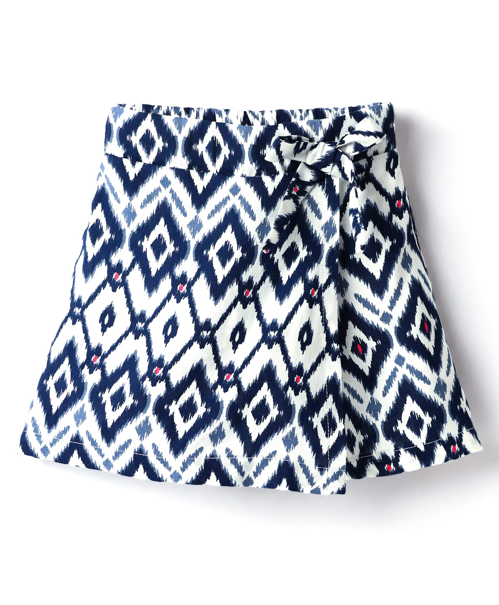 CrayonFlakes Rayon Woven Ikat Printed Skort - Off White-image-45