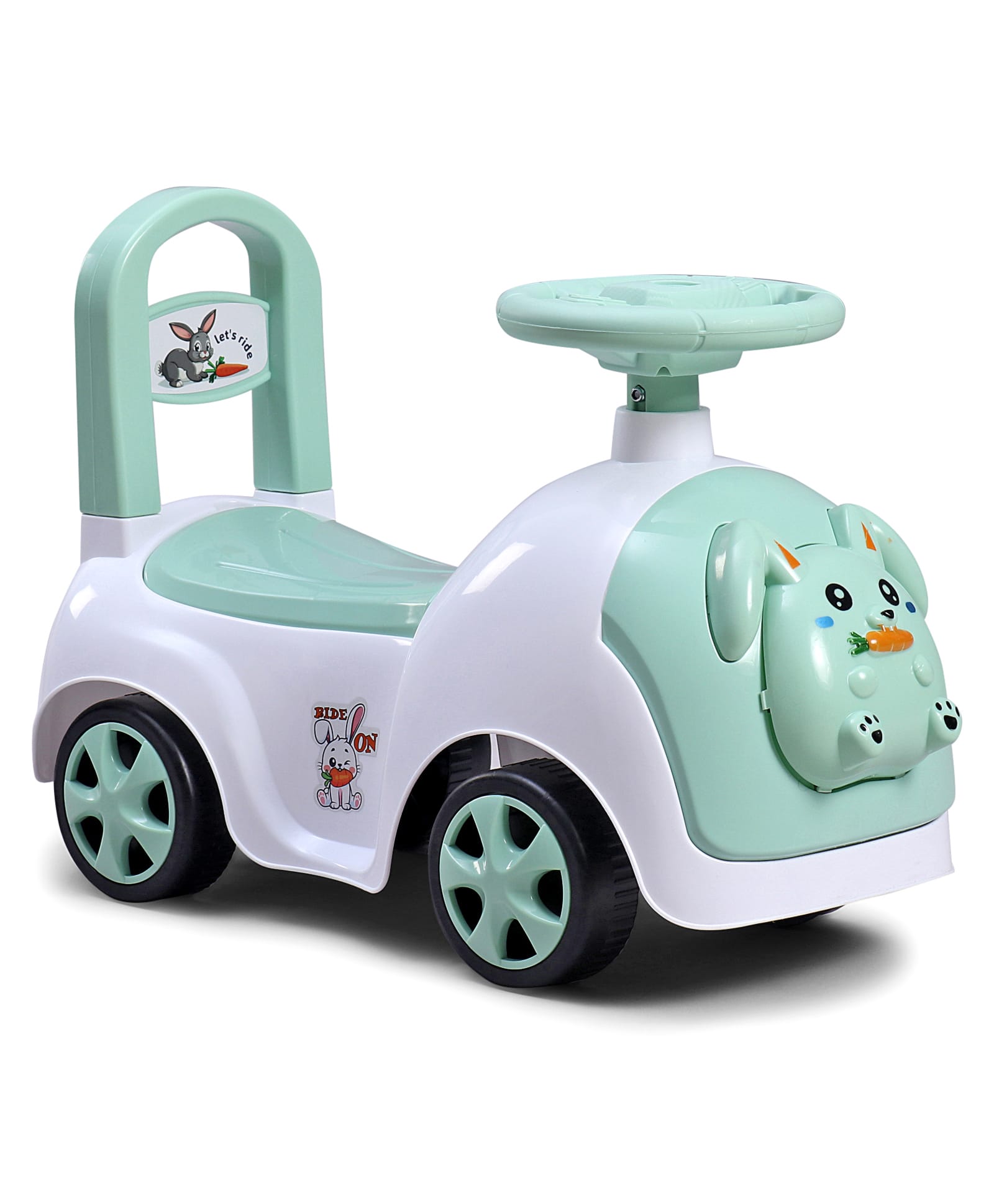 fab n funky RABBIT Ride On with LED Lights & Music With Storage Fully Assemble - Green| Foot-to-Floor Operation| Under Seat Storage| High Backrest| Comfortable Seat| Activity Gifting Option-picture-21