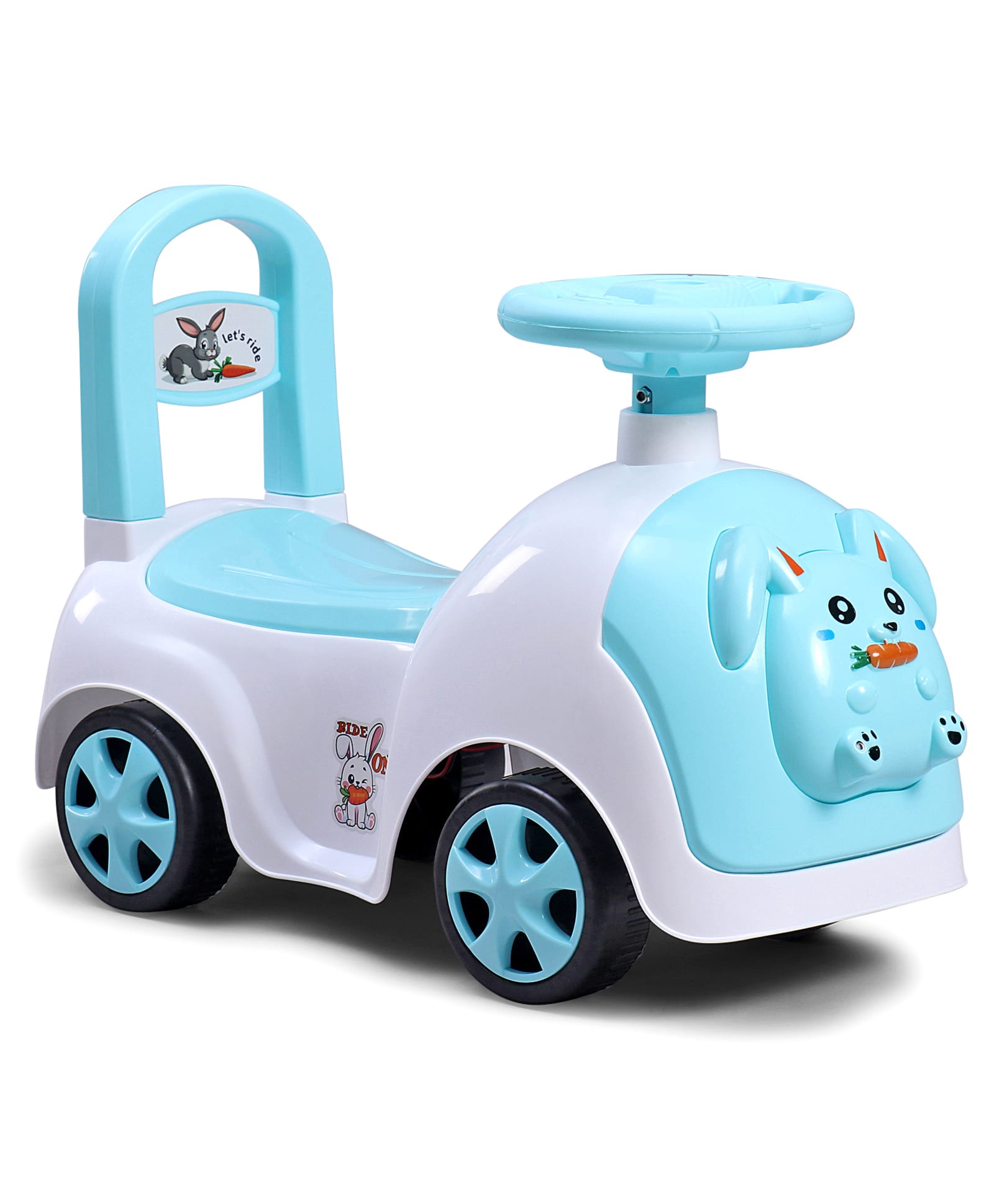 RABBIT Ride On with LED Lights & Music With Storage Fully Assemble - Teal Blue| Foot-to-Floor Operation| Under Seat Storage| High Backrest| Comfortable Seat| Activity Gifting Option-image-18