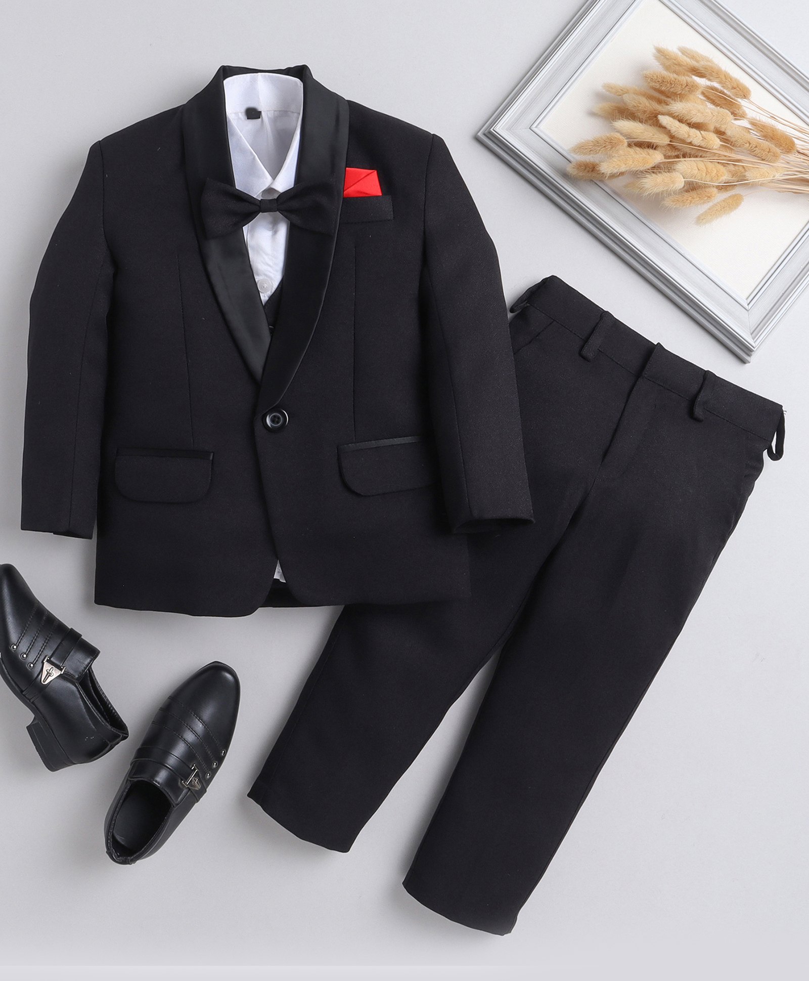 Jeet Ethnics Full Sleeves Solid 4 Piece Coordinating Party Suit Set - Black-image-29