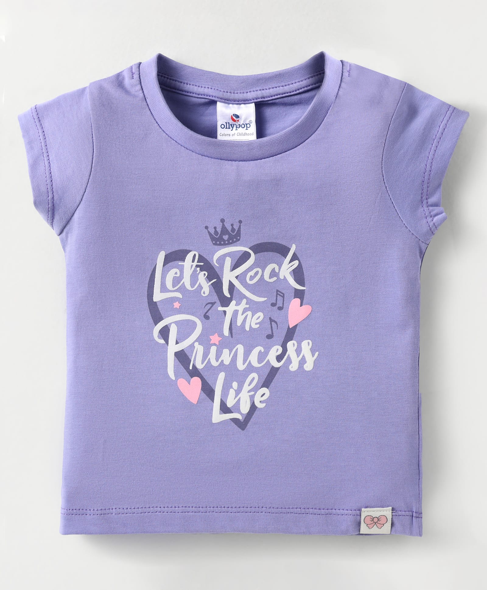 Ollypop Sinker Knit Half Sleeves T-Shirt With Lets Rock The Princess Life Text Print - Violet-image-4