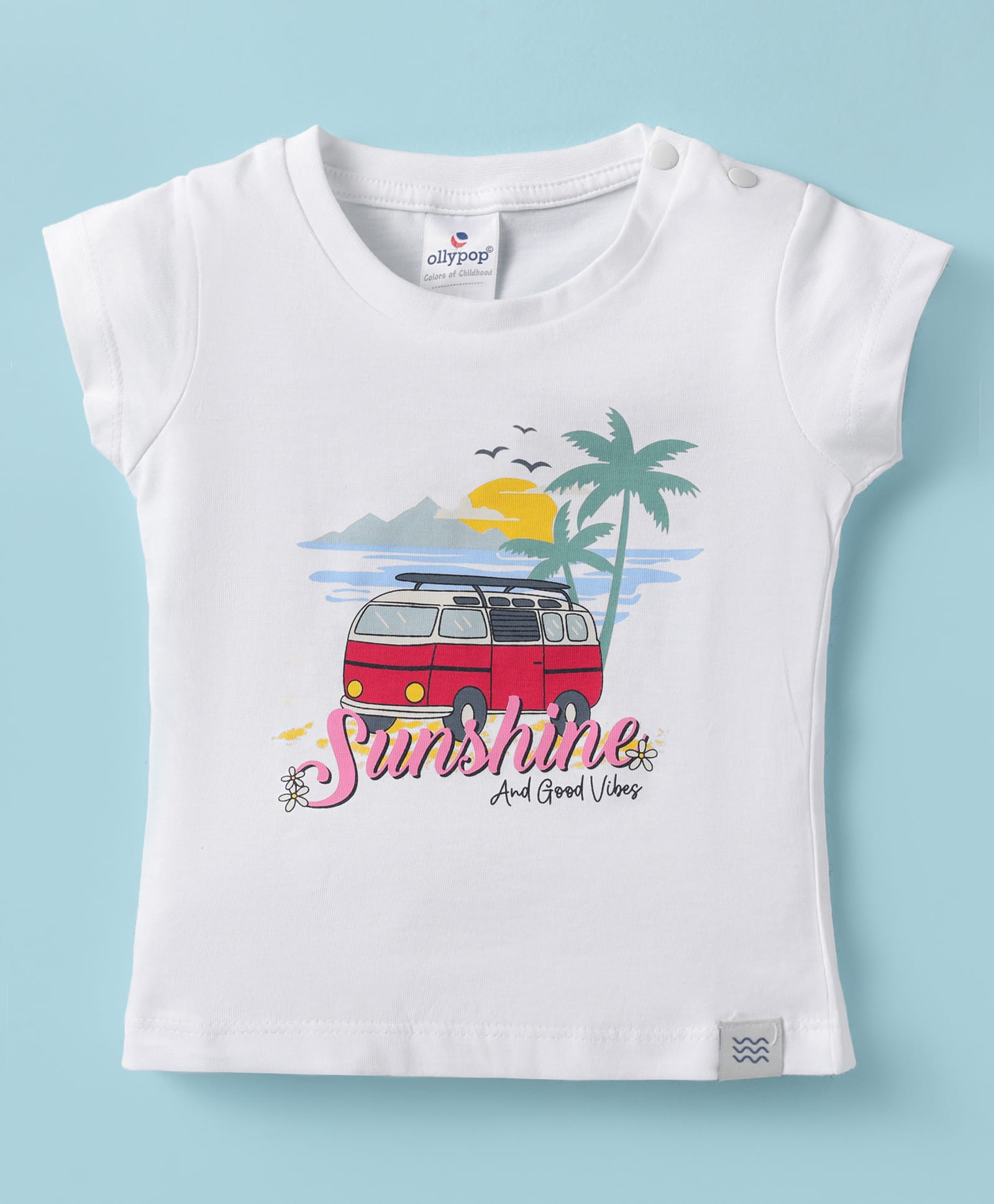 Ollypop Sinker Knit Half Sleeves T-Shirt With Sunshine Text Print - White-picture-21