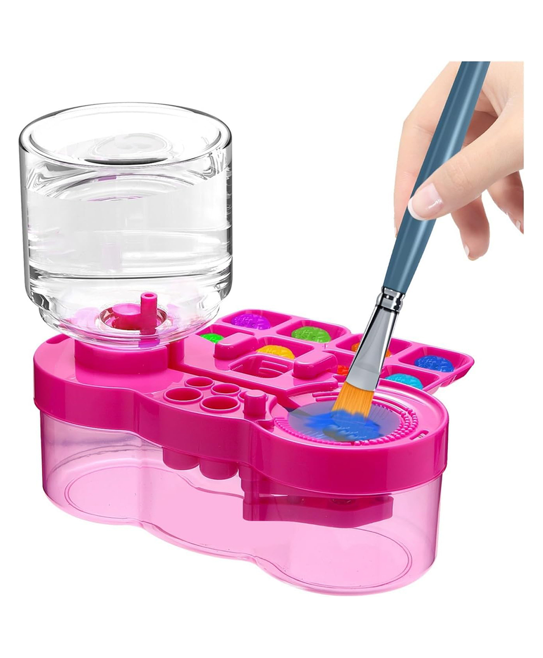 Azhari Paint Brush Cleaner with Paint Tray, Holder, Palette, Water Circulation Tool for Acrylic, Watercolor, Water-Based Paints For kids Color May Vary