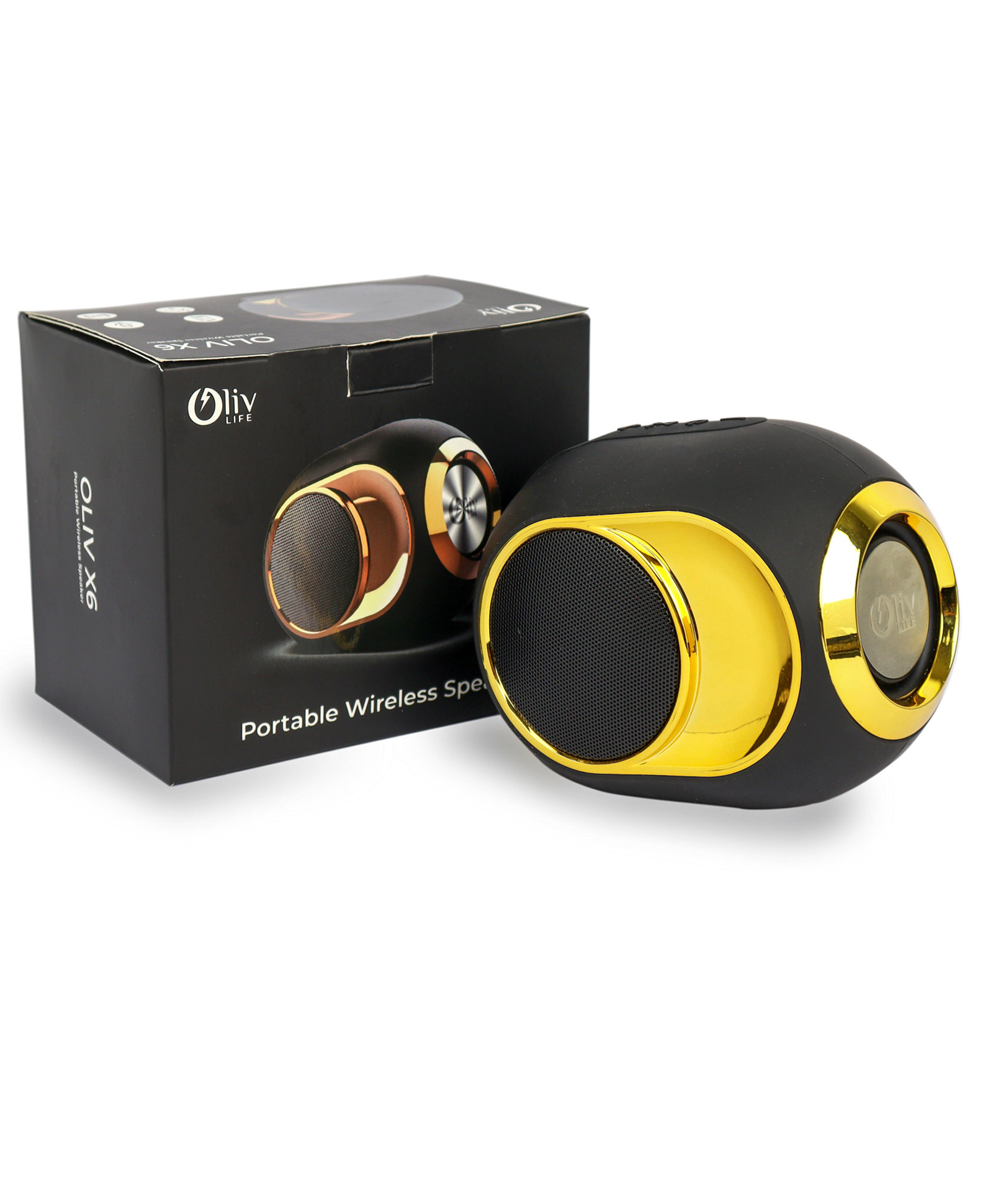 OlivLife Smart Speaker X6 BT 5.0 Speakers IPX7 Water Resistance Black Gold-image-45