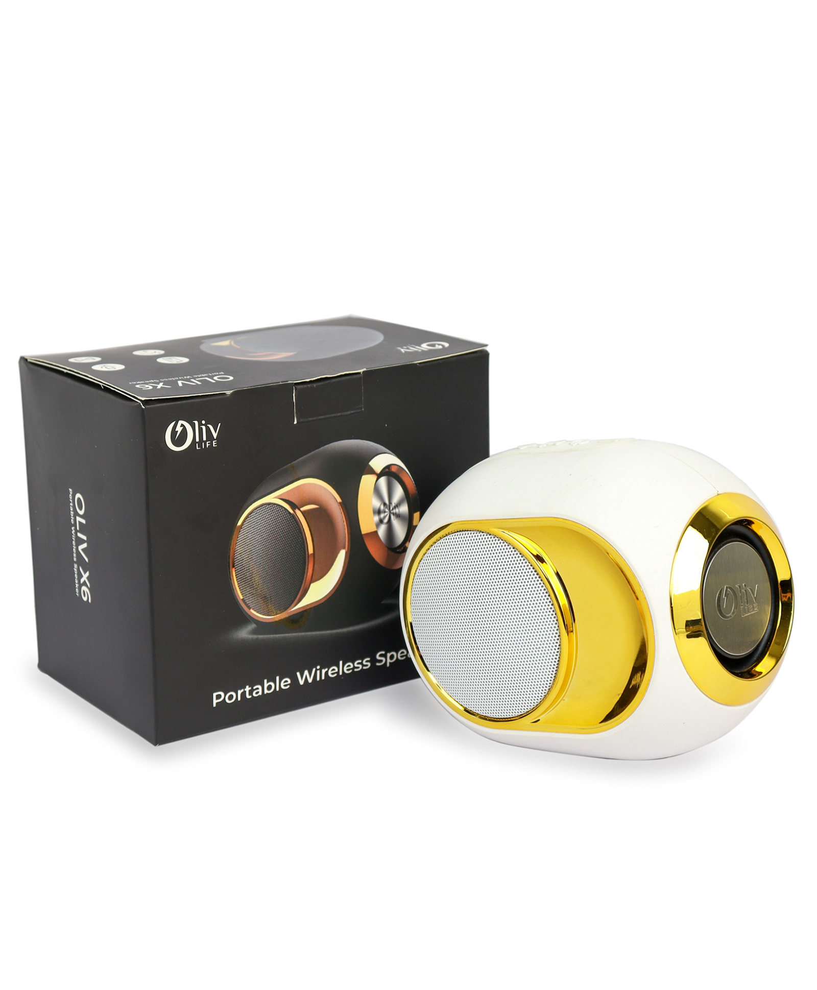 OlivLife Smart Speaker X6 BT 5.0 Speakers IPX7 Water Resistance White Gold-image-5