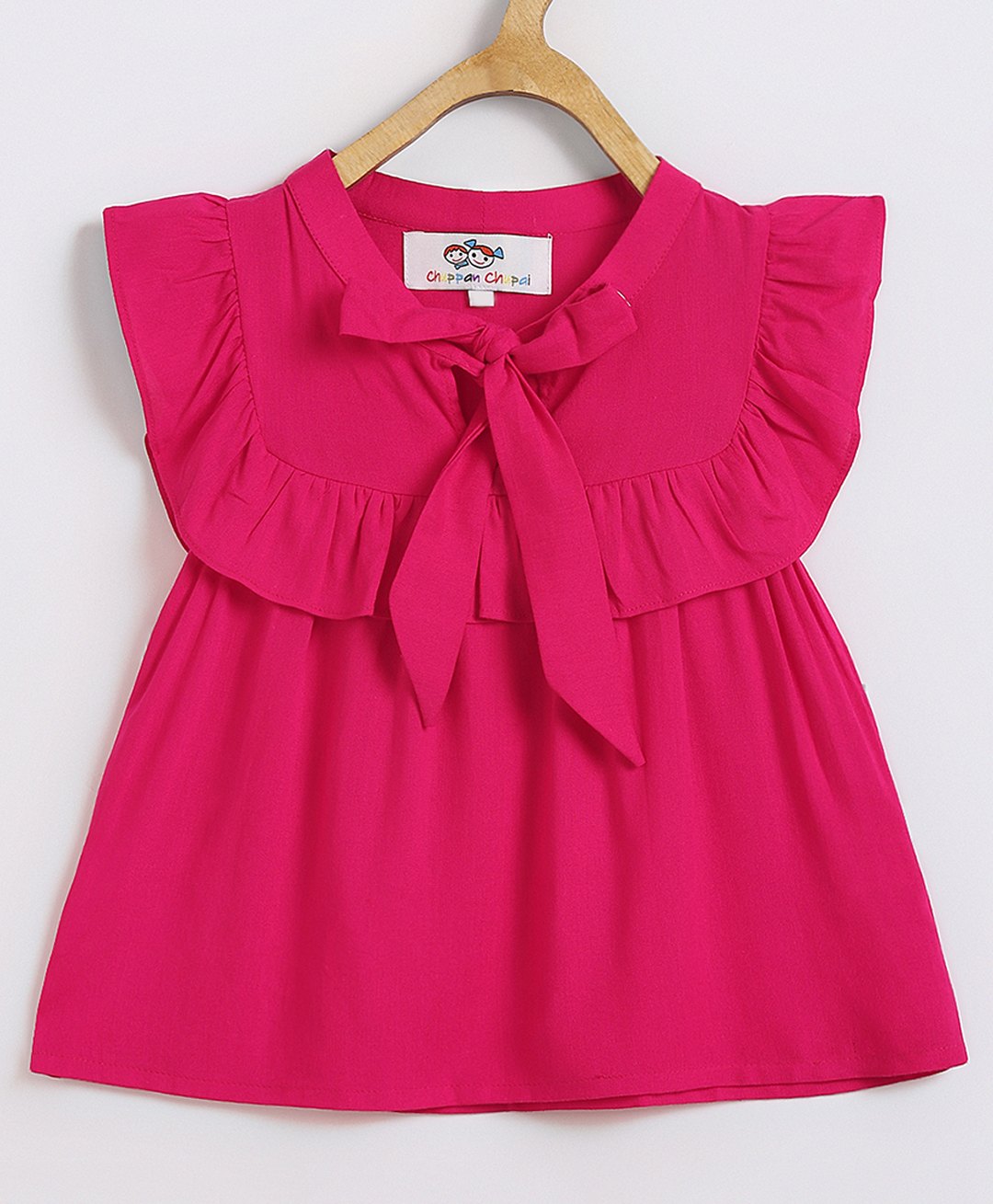 Chuppan Chupai Rayon Sleeveless Bow Tie Up Detailed Peplum Top - Fuchsia-picture-45