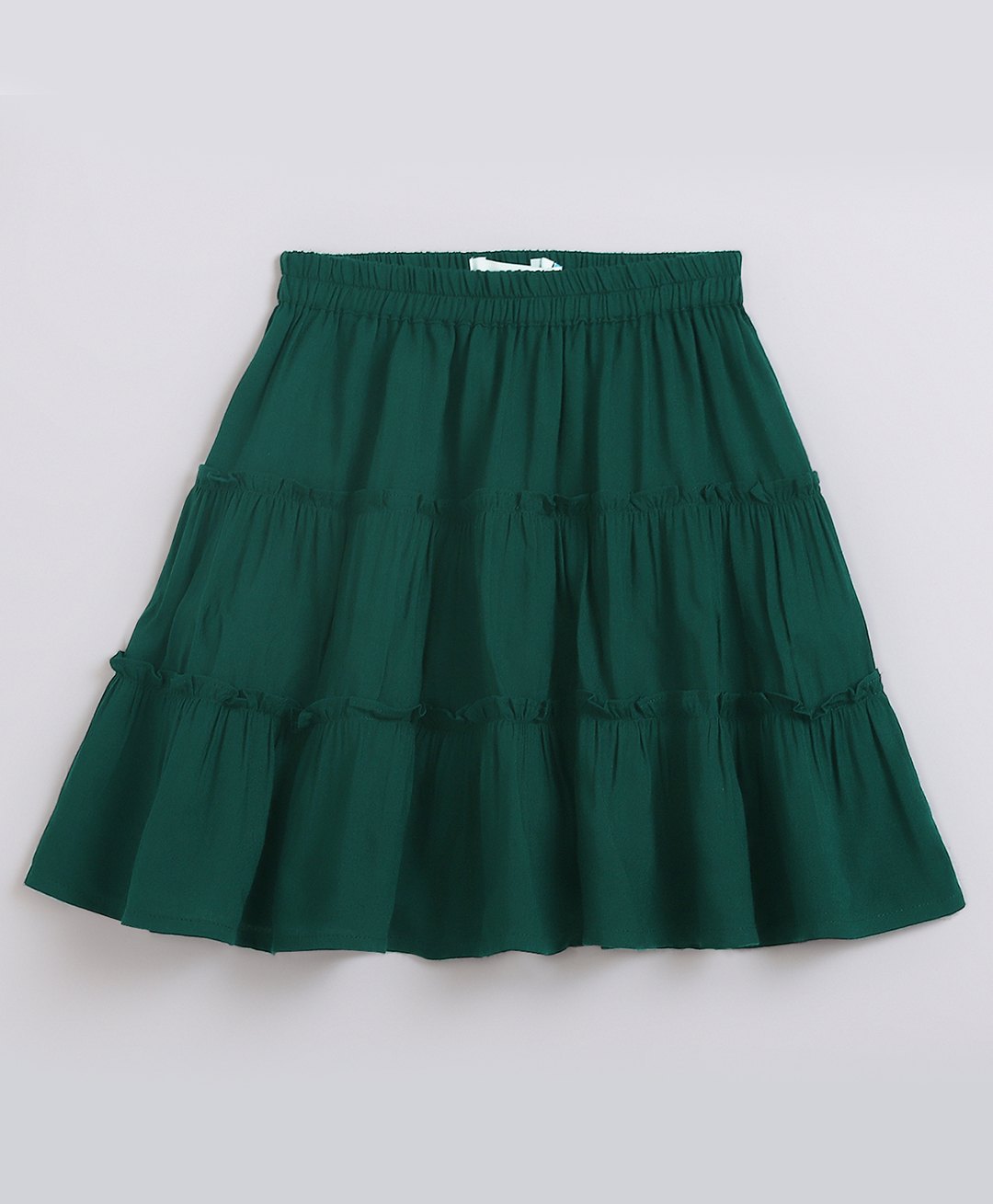 Chuppan Chupai Rayon Solid Tiered Skirt - Green-image-47
