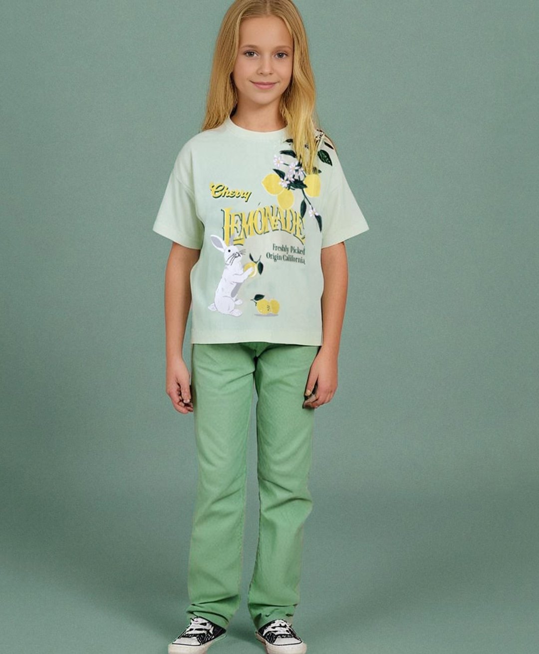 Cherry Crumble By Nitt Hyman Half Sleeves Rabbit & Lemonade Text Printed Tee - Mint-image-42