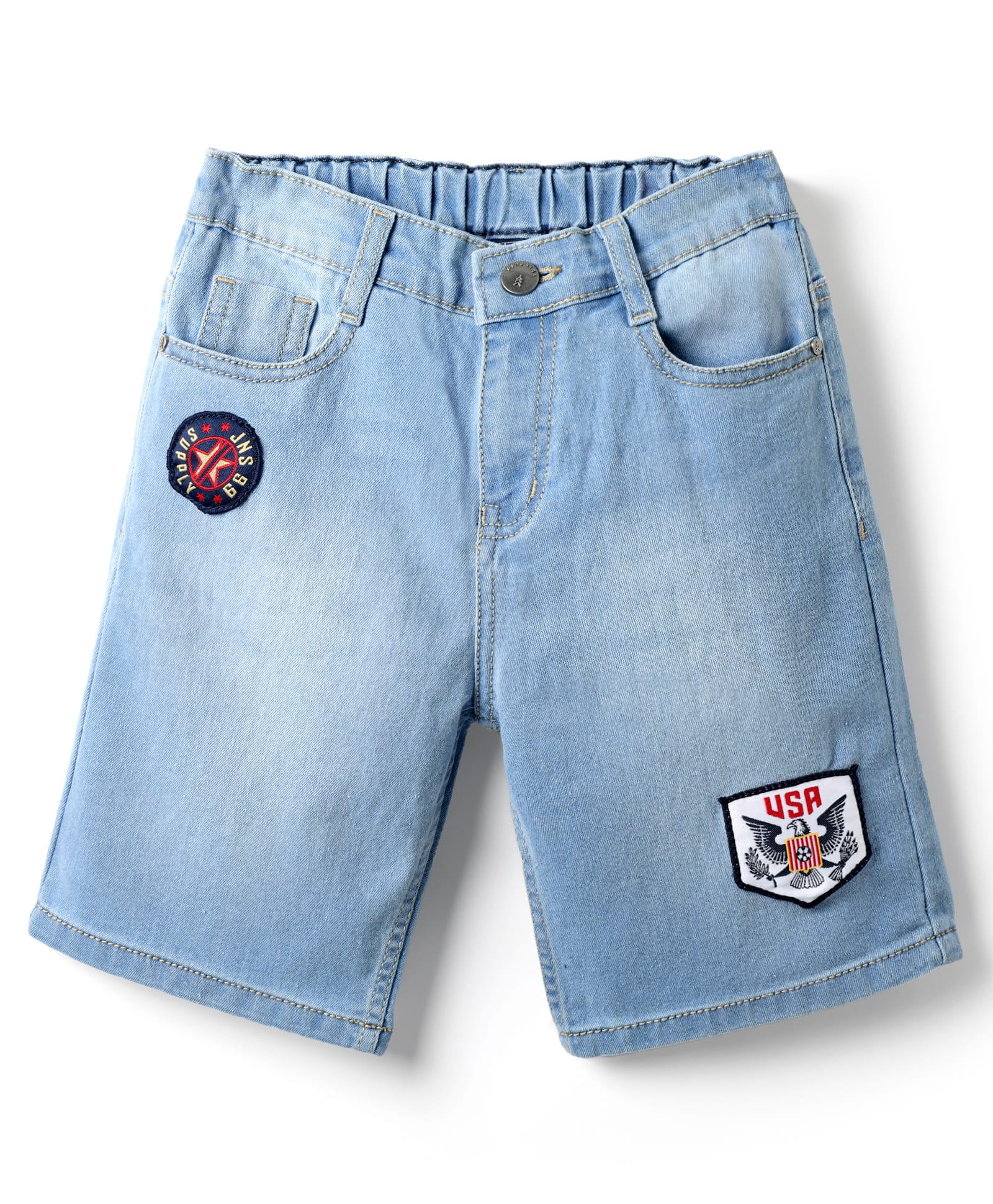 Pine Kids Cotton Woven Knee Length Shorts With Patch - Light Blue-picture-15