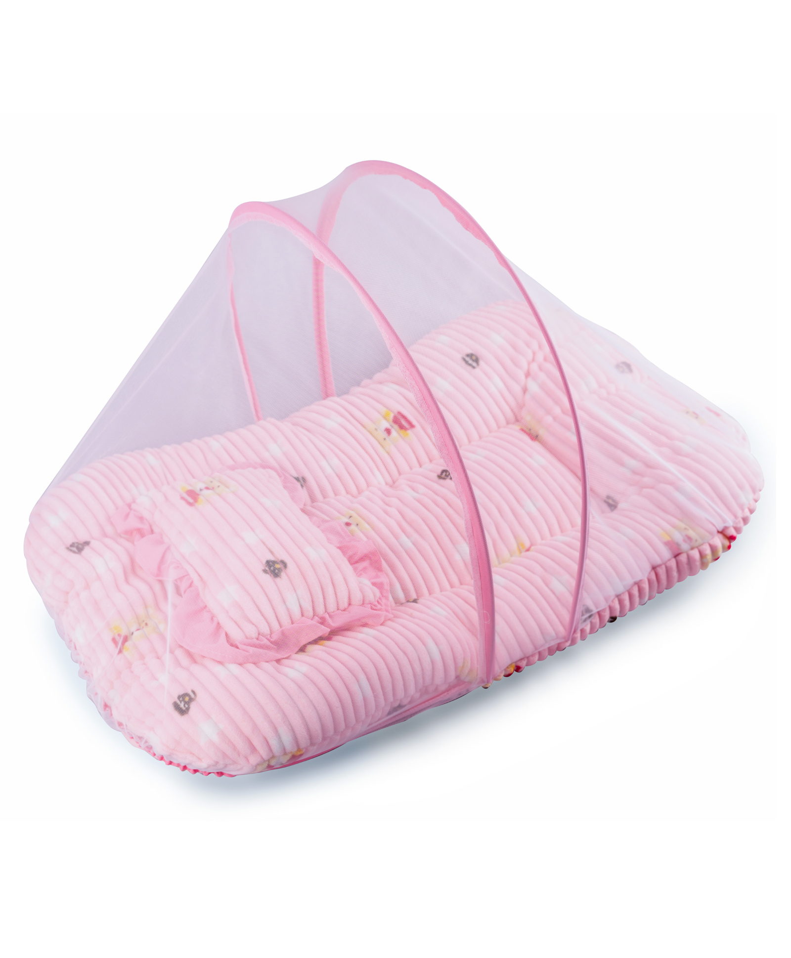 VOIDROP Baby Cotton fur Bedding with Mosquito Net Bed - Pink-picture-17