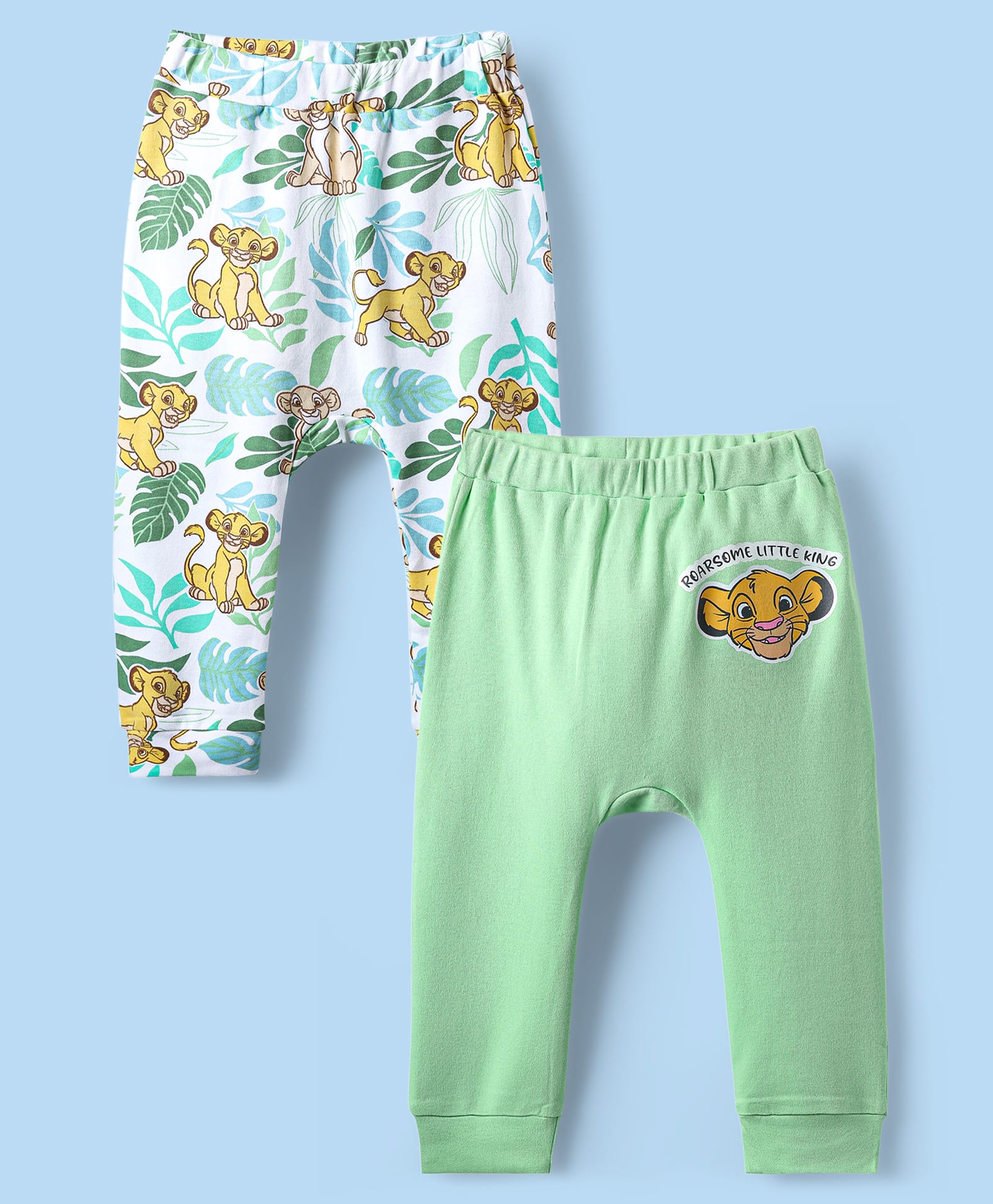 Babyoye Disney 100% Cotton Full Length Diaper Leggings With Lion King Graphics Pack Of 2 - Light Green & White-picture-22