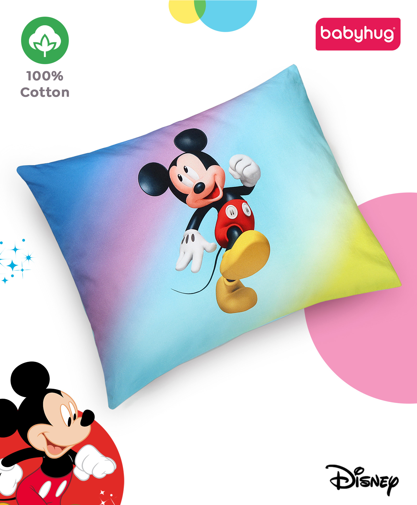 Babyhug Disney Cotton Rectangular Pillow Mickey & Friends Digital Print | Soft & Breathable| Removable Washable Cover Purple-image-20