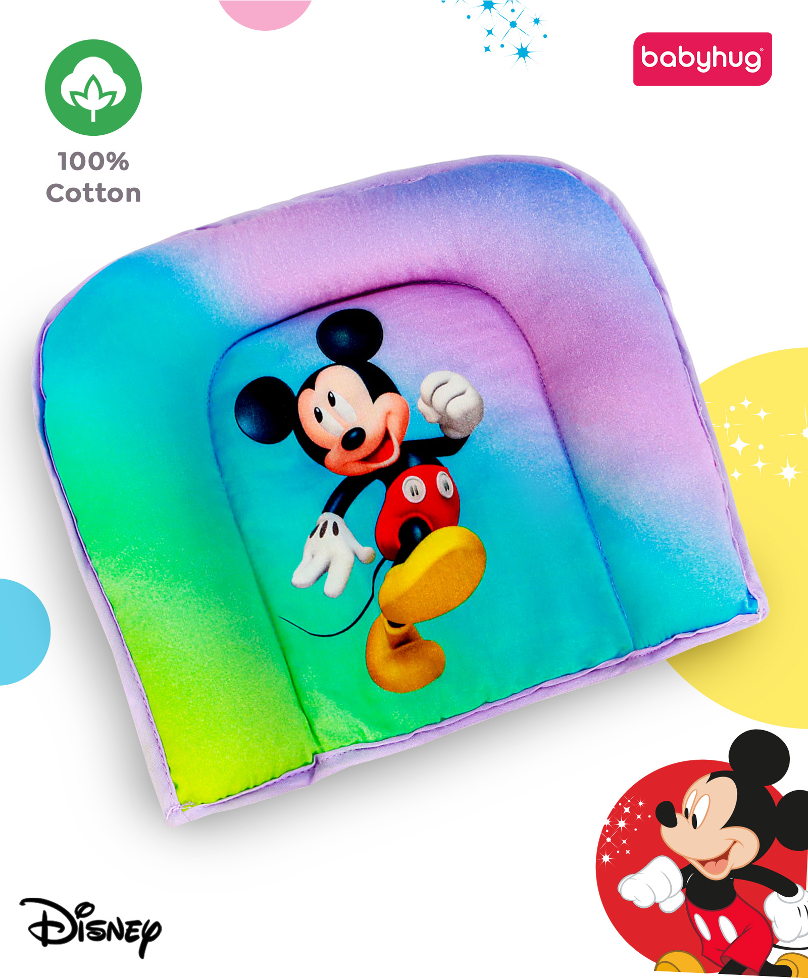 Babyhug Disney Cotton U- Shape Pillow Mickey & Friends Digital Print - Purple| Prevents Flat Head Syndrome| New Born| Neck & Shoulder Support | Breathable Fabric| Travel Friendly| Soft & Comfortable-image-15