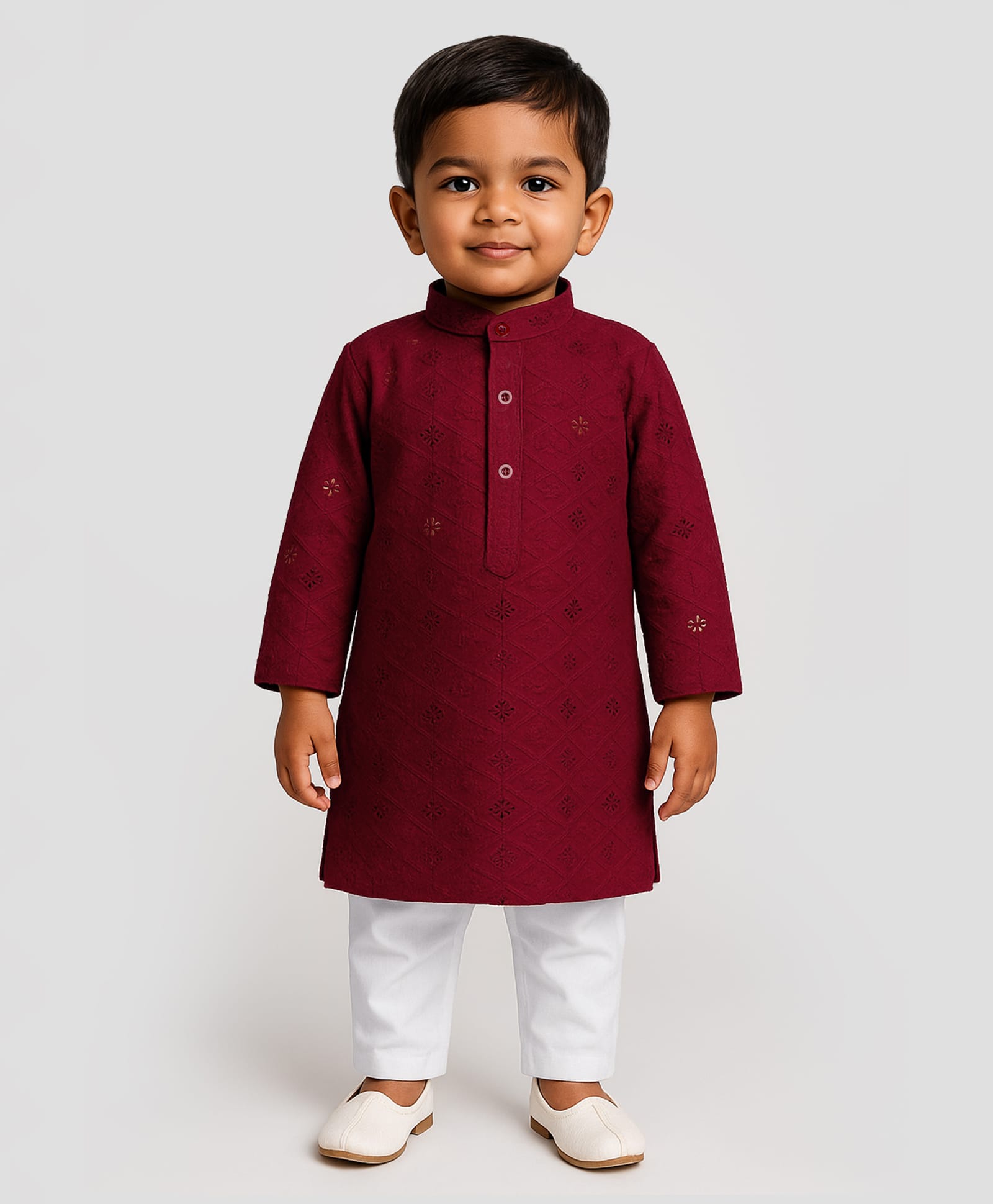 JBN Creation Rayon Full Sleeves Threadwork Embroidered Sequins Embellished Kurta Pyjama Set - Maroon-picture-31