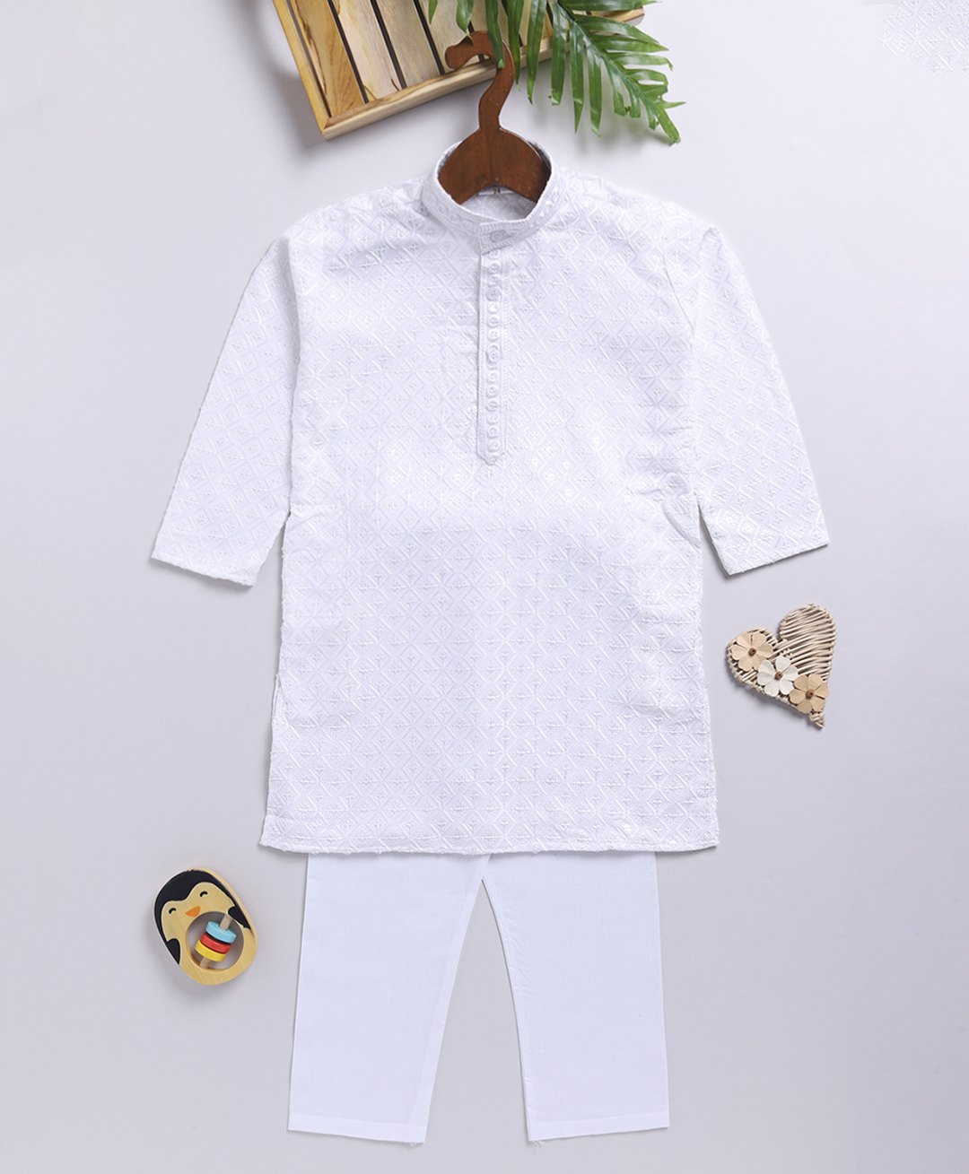 JBN Creation Rayon Full Sleeves Schiffli Embroidered Sequins Embellished Kurta Pyjama Set - White-picture-36