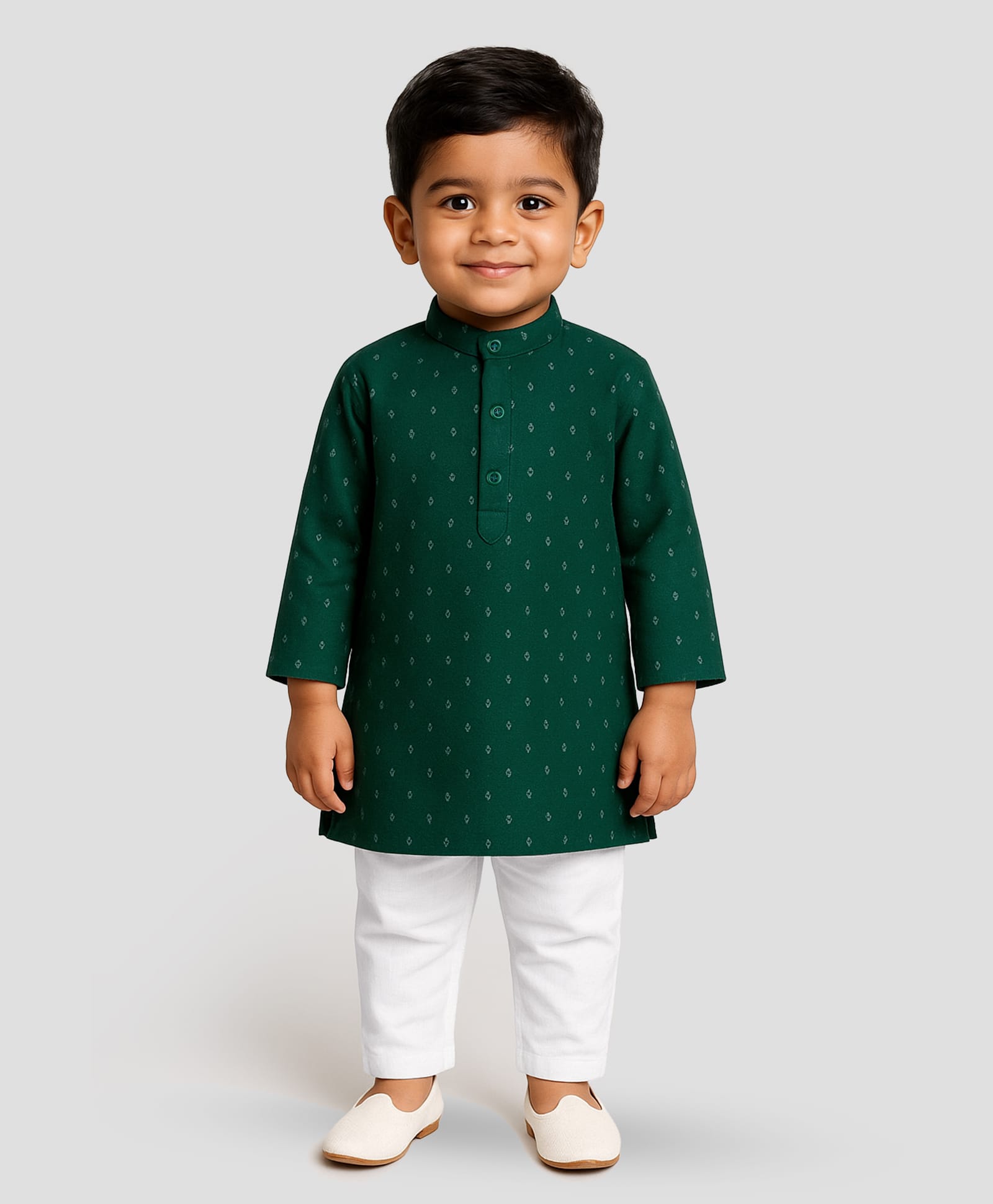 JBN Creation Cotton Blend Full Sleeves Abstract Foil Printed Kurta Pyjama Set - Bottle Green-image-16