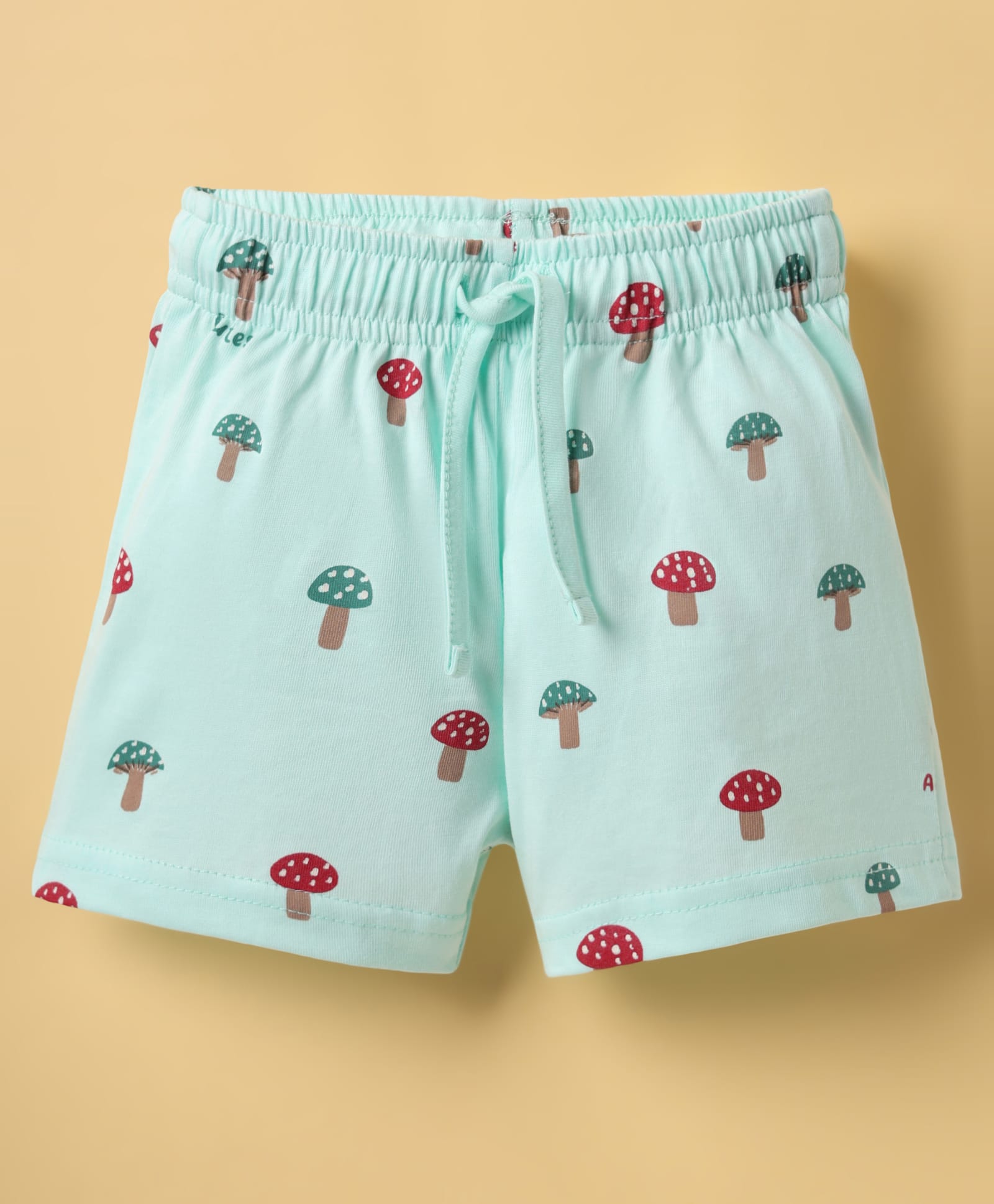 Ollypop Sinker Knit Knee Length Shorts With Mushroom Print - Aqua Blue-picture-21