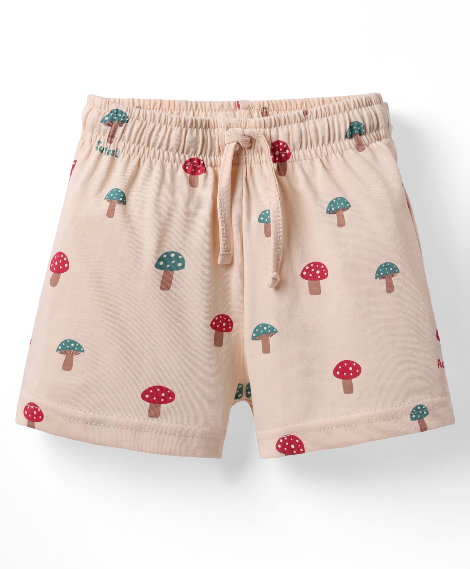 Ollypop Sinker Knit Knee Length Shorts With Mushroom Print - Pink-picture-11